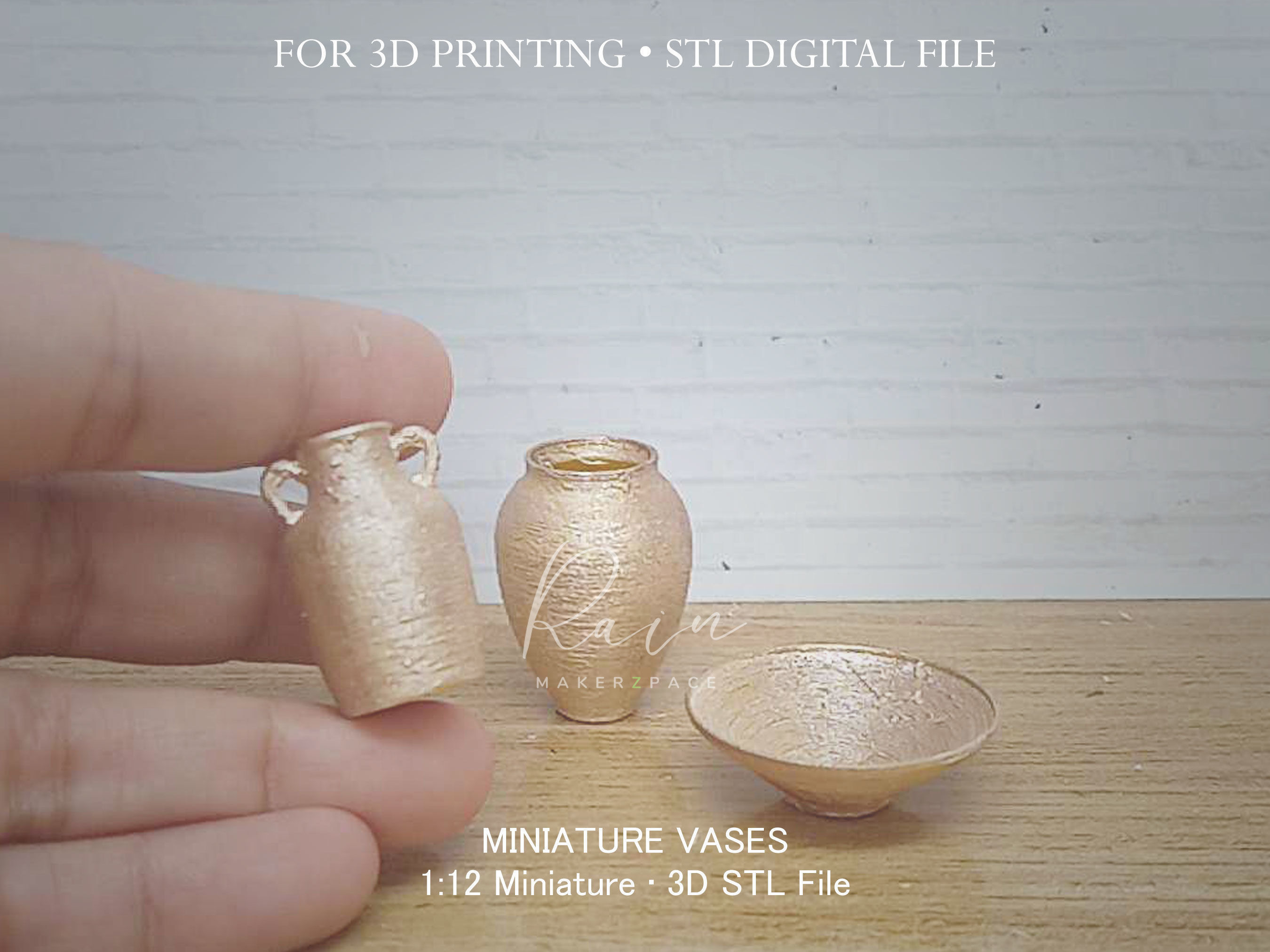 Miniature Vases and Bowl 3 Pieces 3D print model_1