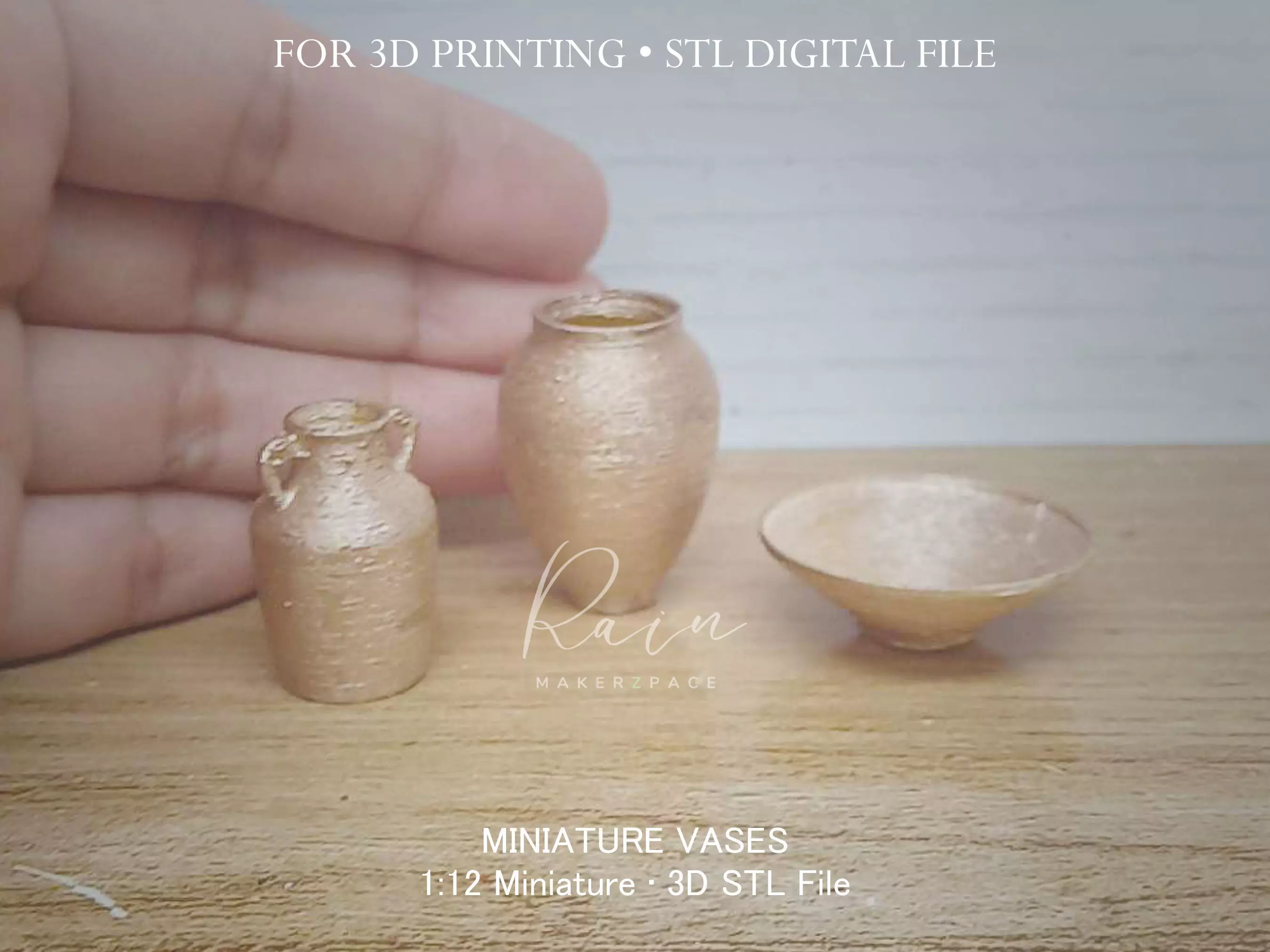 Miniature Vases and Bowl 3 Pieces 3D print model_0