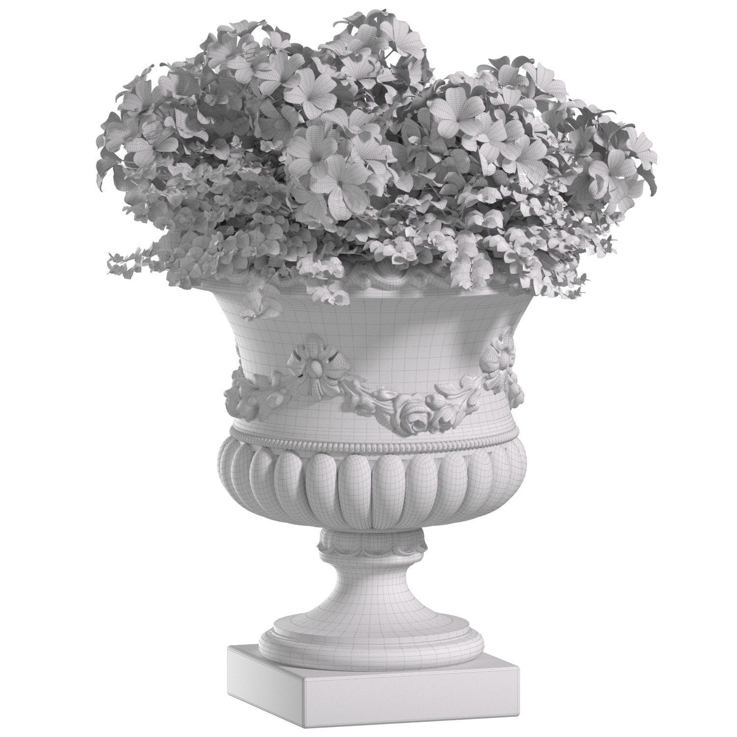  flowers in a classic Vase for decoration Patio Front Entrance  3D model_2