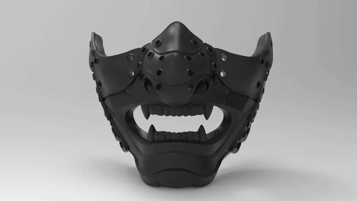 Samurai oni demon mask 3D print model 3D print model_0