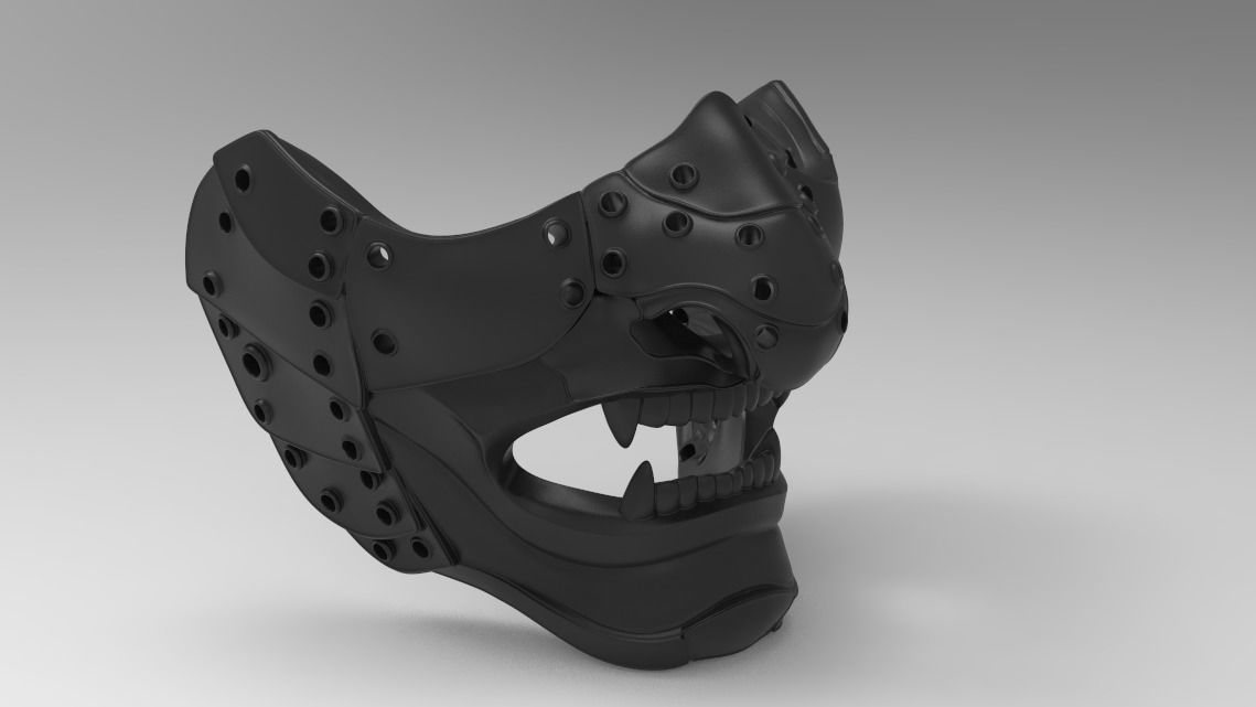 Samurai oni demon mask 3D print model 3D print model_6