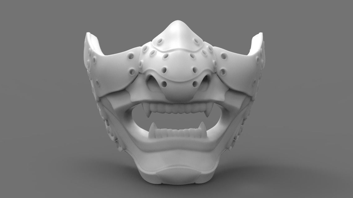Samurai oni demon mask 3D print model 3D print model_10