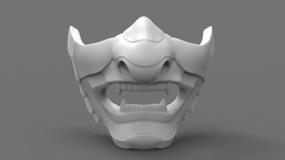 Samurai oni demon mask 3D print model 3D print model_7