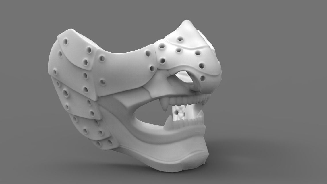 Samurai oni demon mask 3D print model 3D print model_9