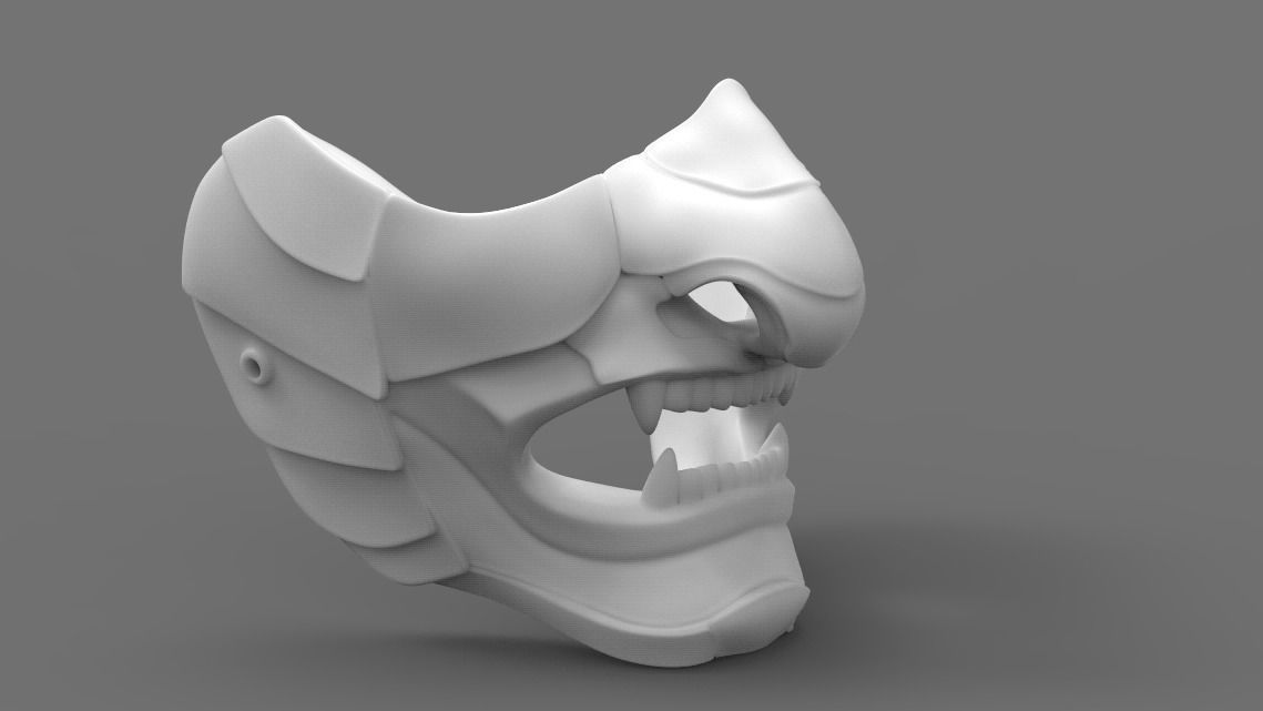 Samurai oni demon mask 3D print model 3D print model_8