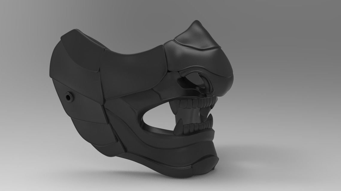 Samurai oni demon mask 3D print model 3D print model_4
