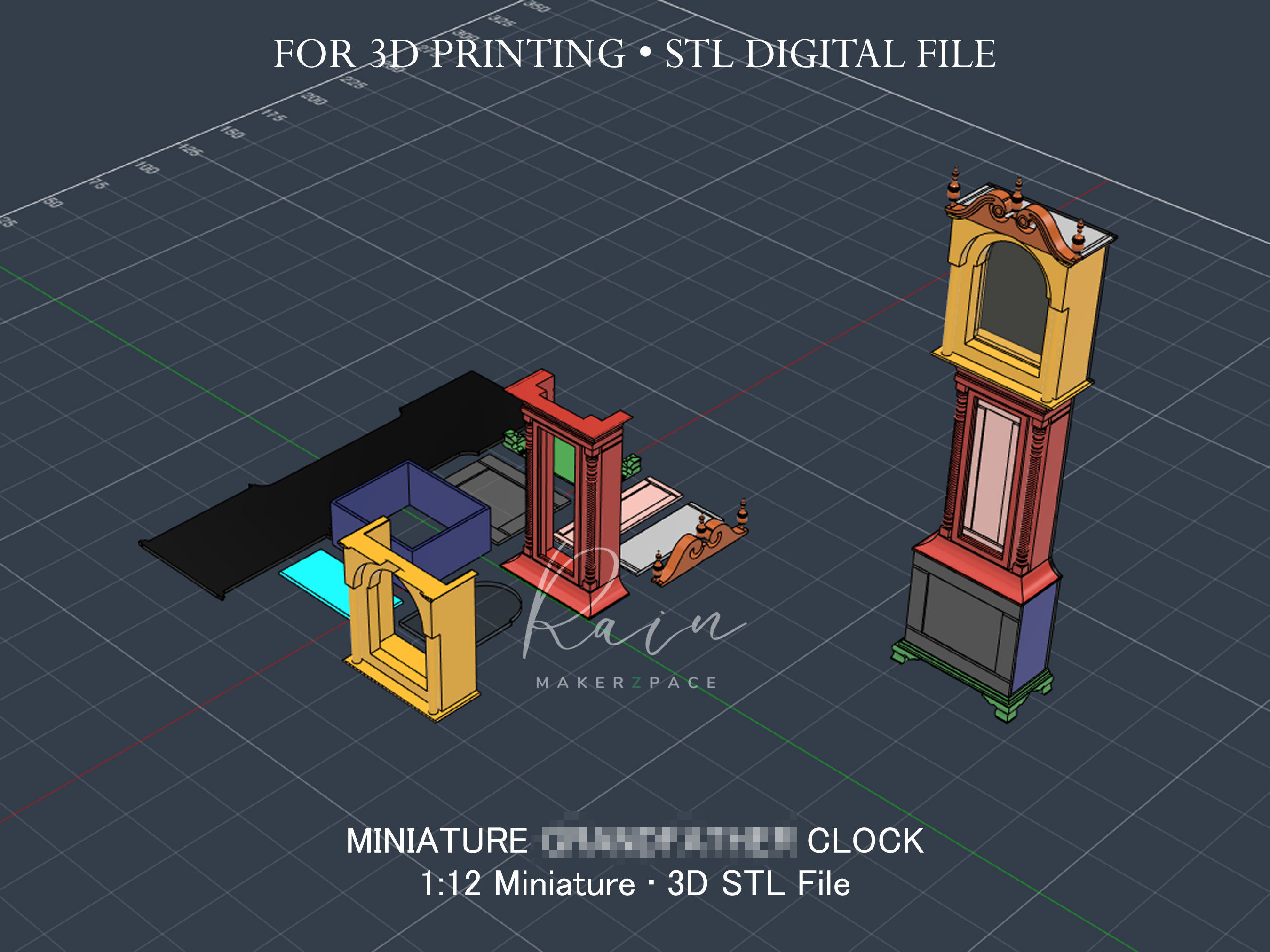 Miniature Grandfather Clock 3D print model_5