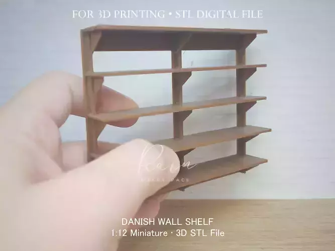 Danish Style Bookcase or Miniature Wall Shelf 3D print model