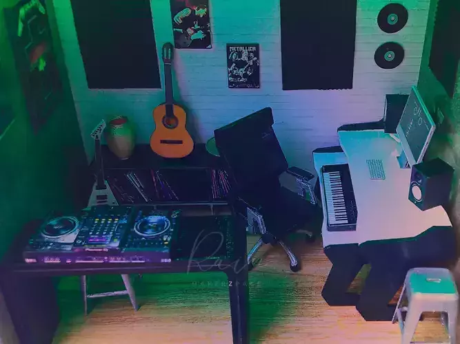 Miniature Acoustic Panels Guitars Decors 15 Items Music Studio  3D print model