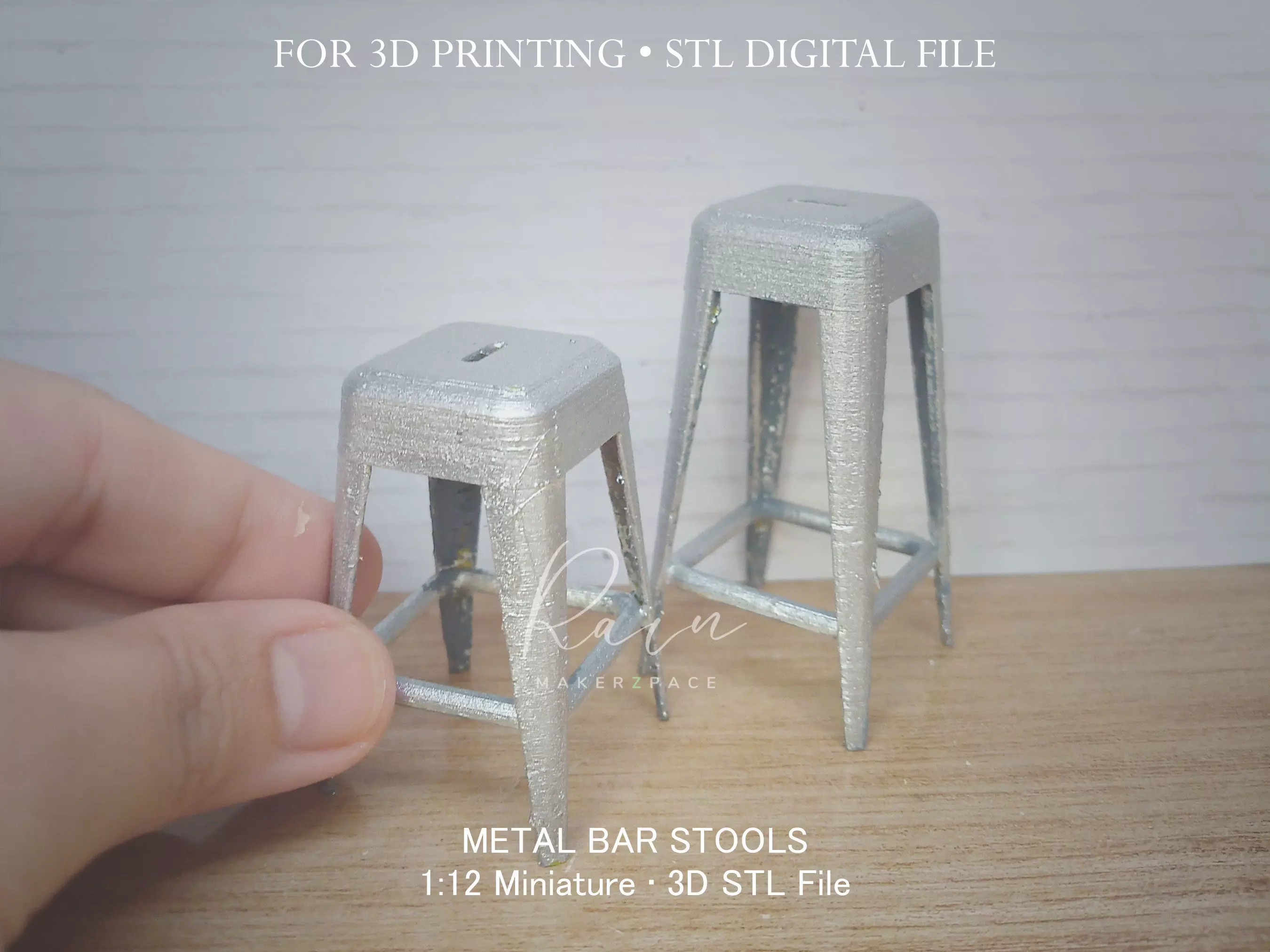Miniature Metal Bar Stools 2 Pieces 3D print model_0