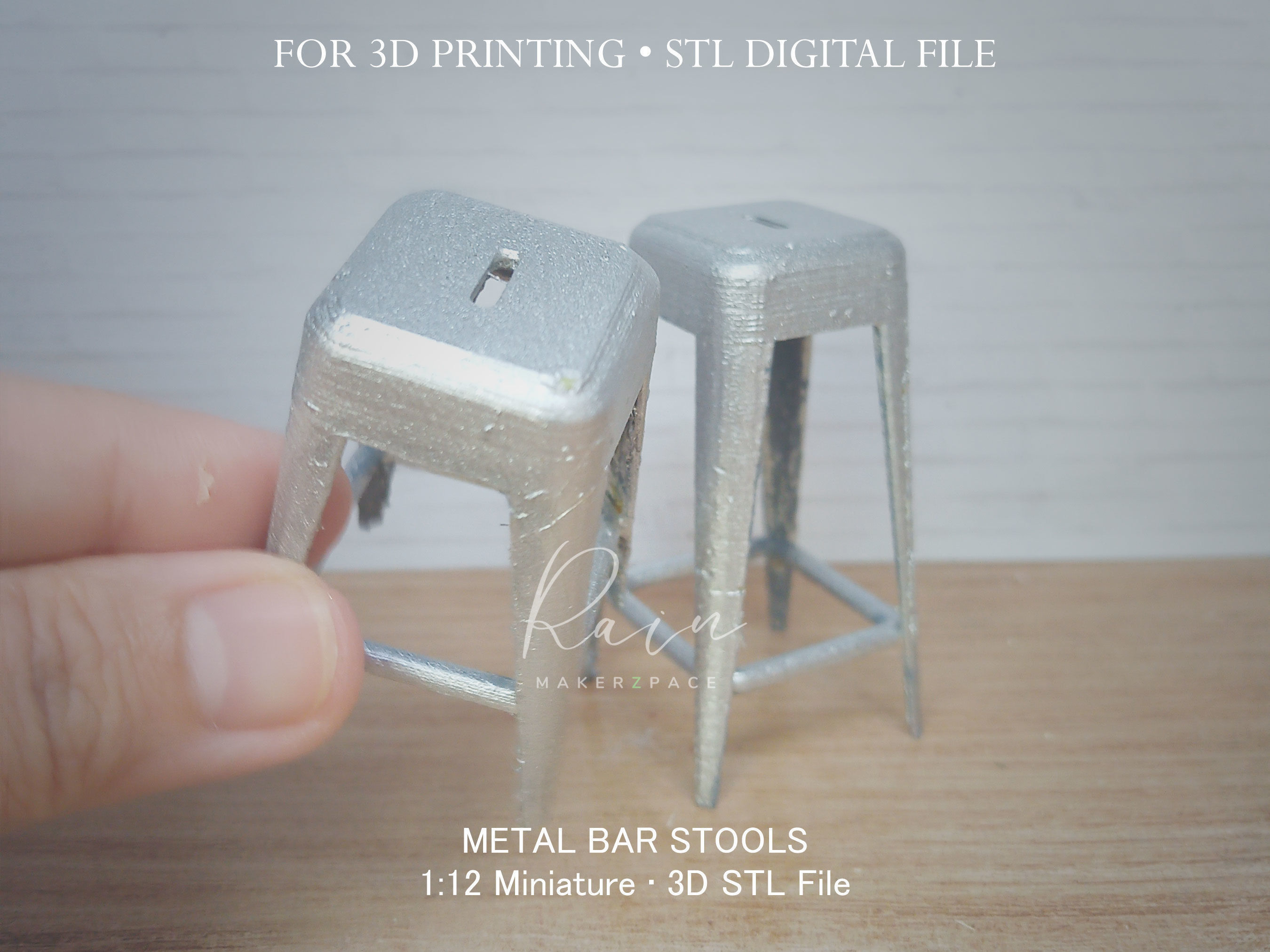 Miniature Metal Bar Stools 2 Pieces 3D print model_1