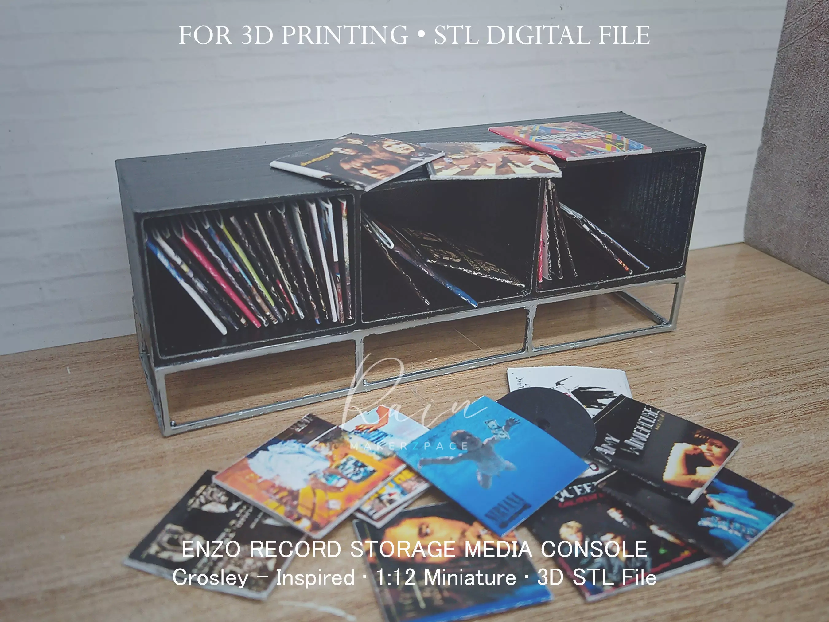 Miniature Enzo Record Storage Media Console 3D print model_0