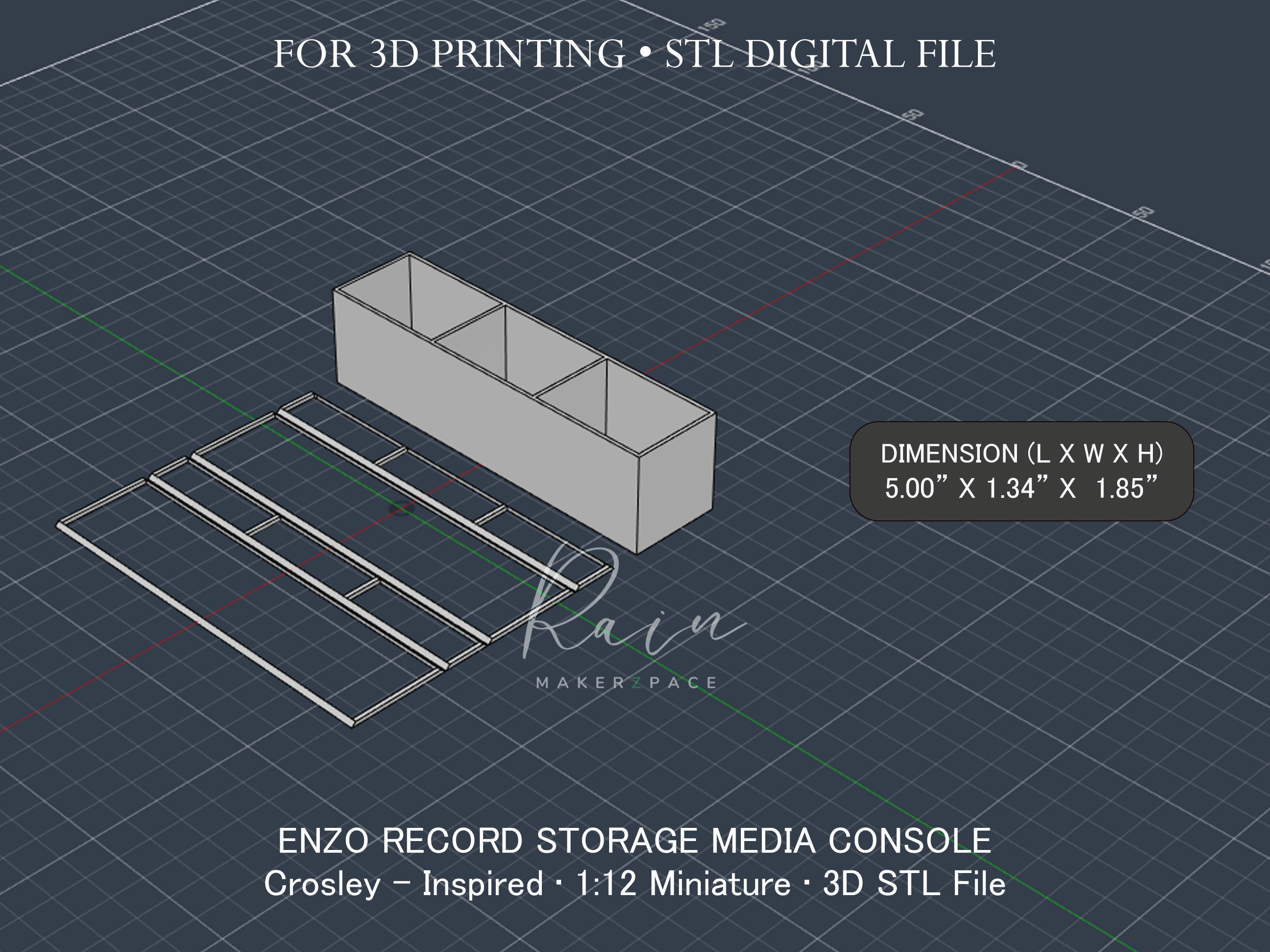 Miniature Enzo Record Storage Media Console 3D print model_5