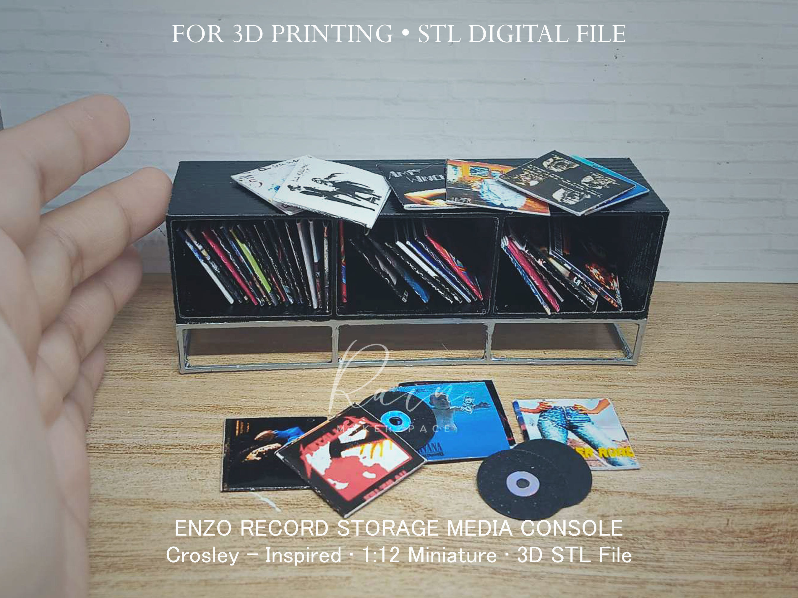 Miniature Enzo Record Storage Media Console 3D print model_1