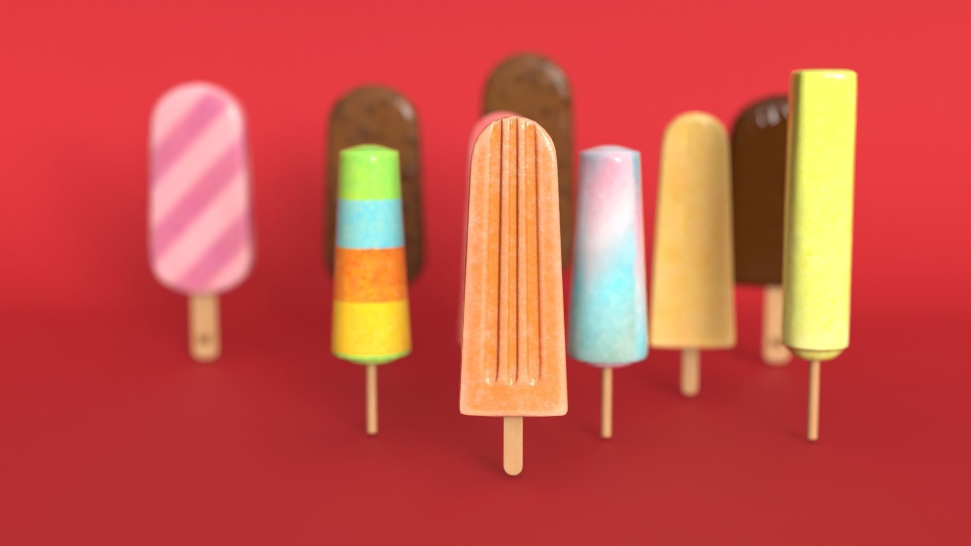 Ice Cream collection 3D model chocolate ice cream  Low-poly 3D model_8