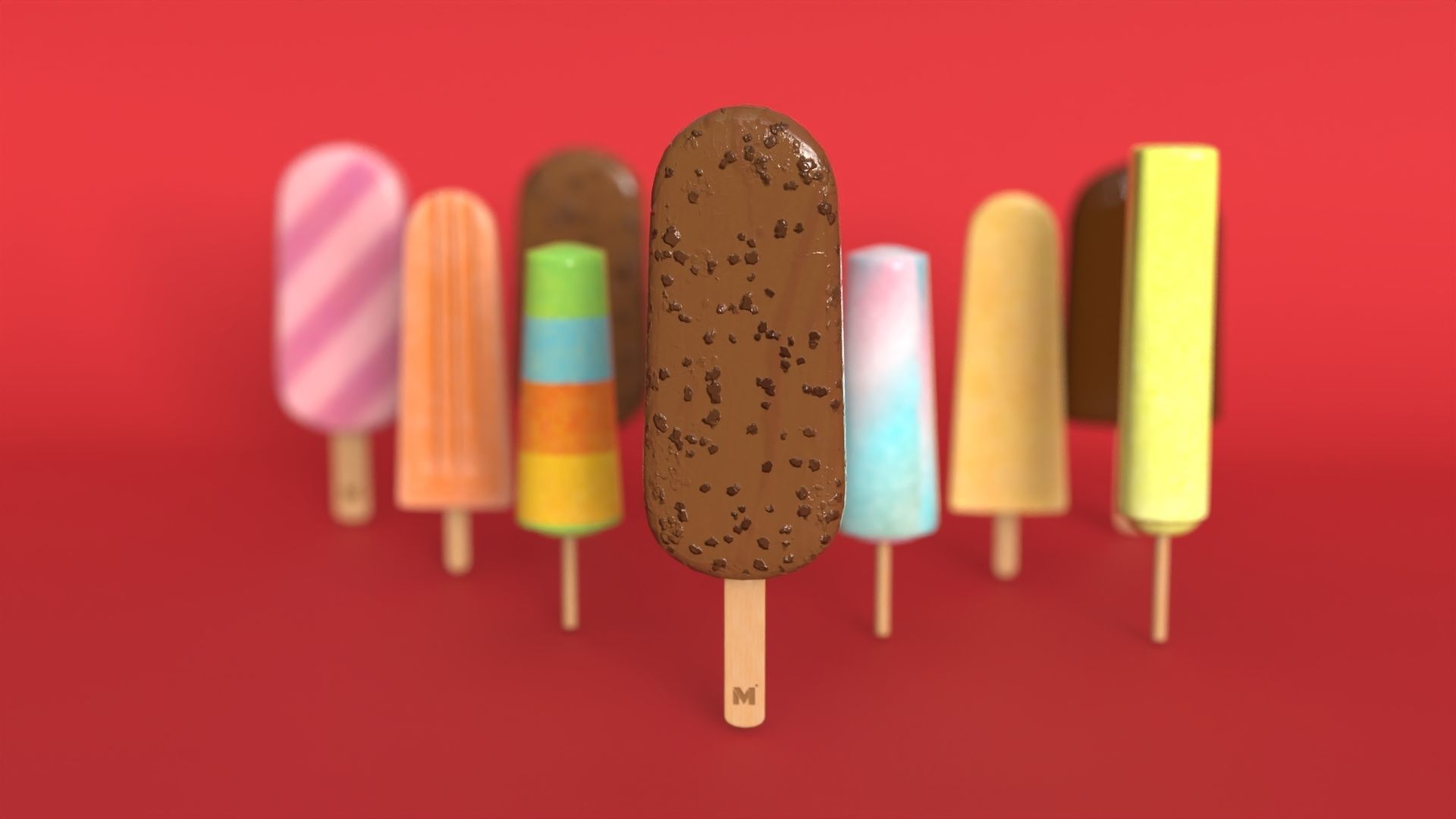 Ice Cream collection 3D model chocolate ice cream  Low-poly 3D model_4