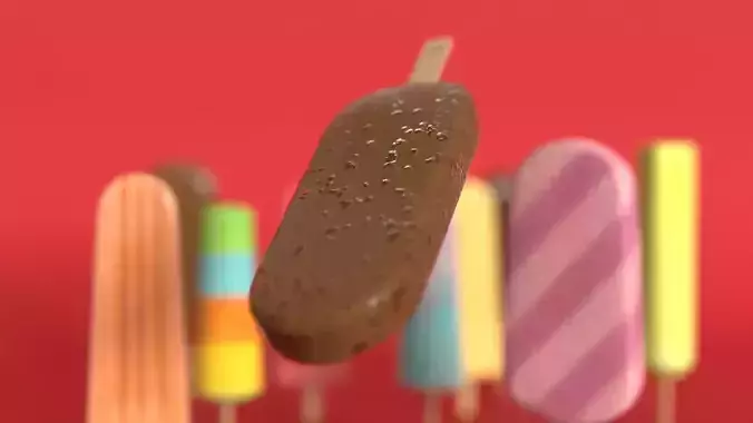 Ice Cream collection 3D model chocolate ice cream  Low-poly 3D model