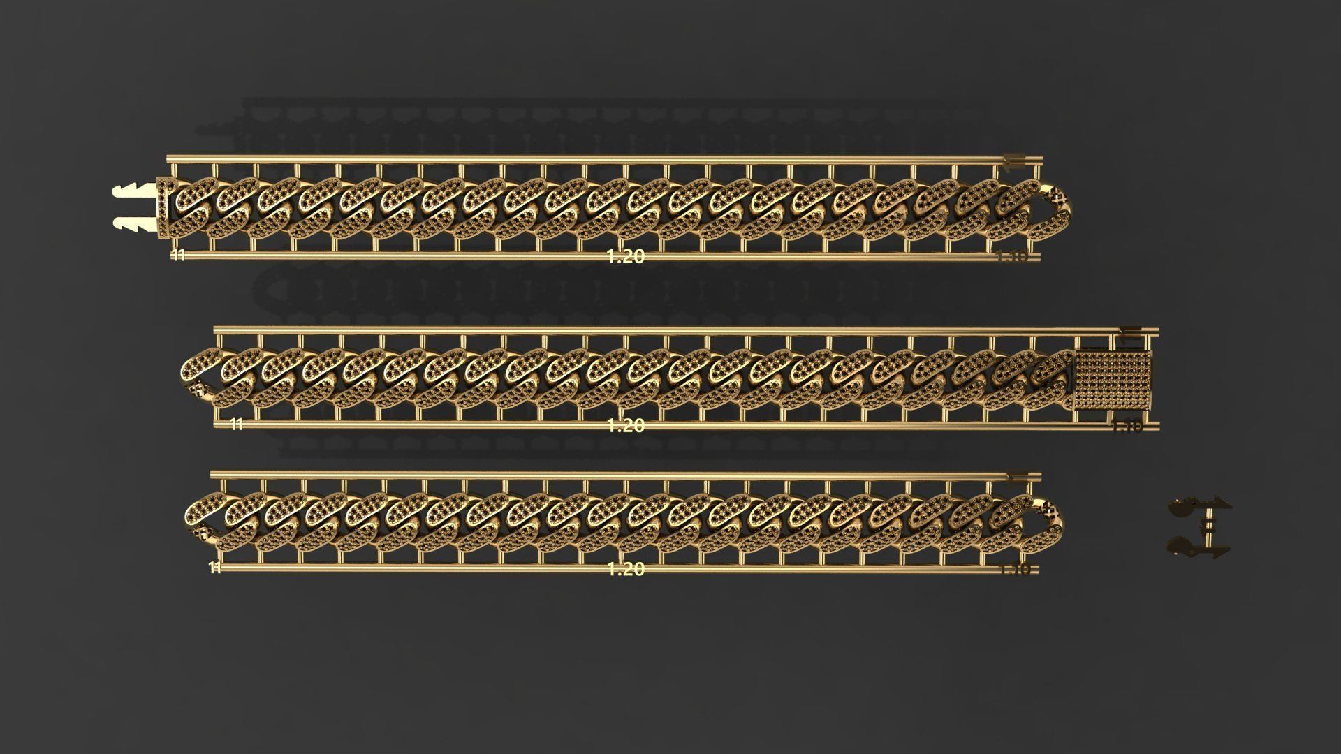 Cuban Link Chain BULK  PACK 140 3DM  3D print model_17