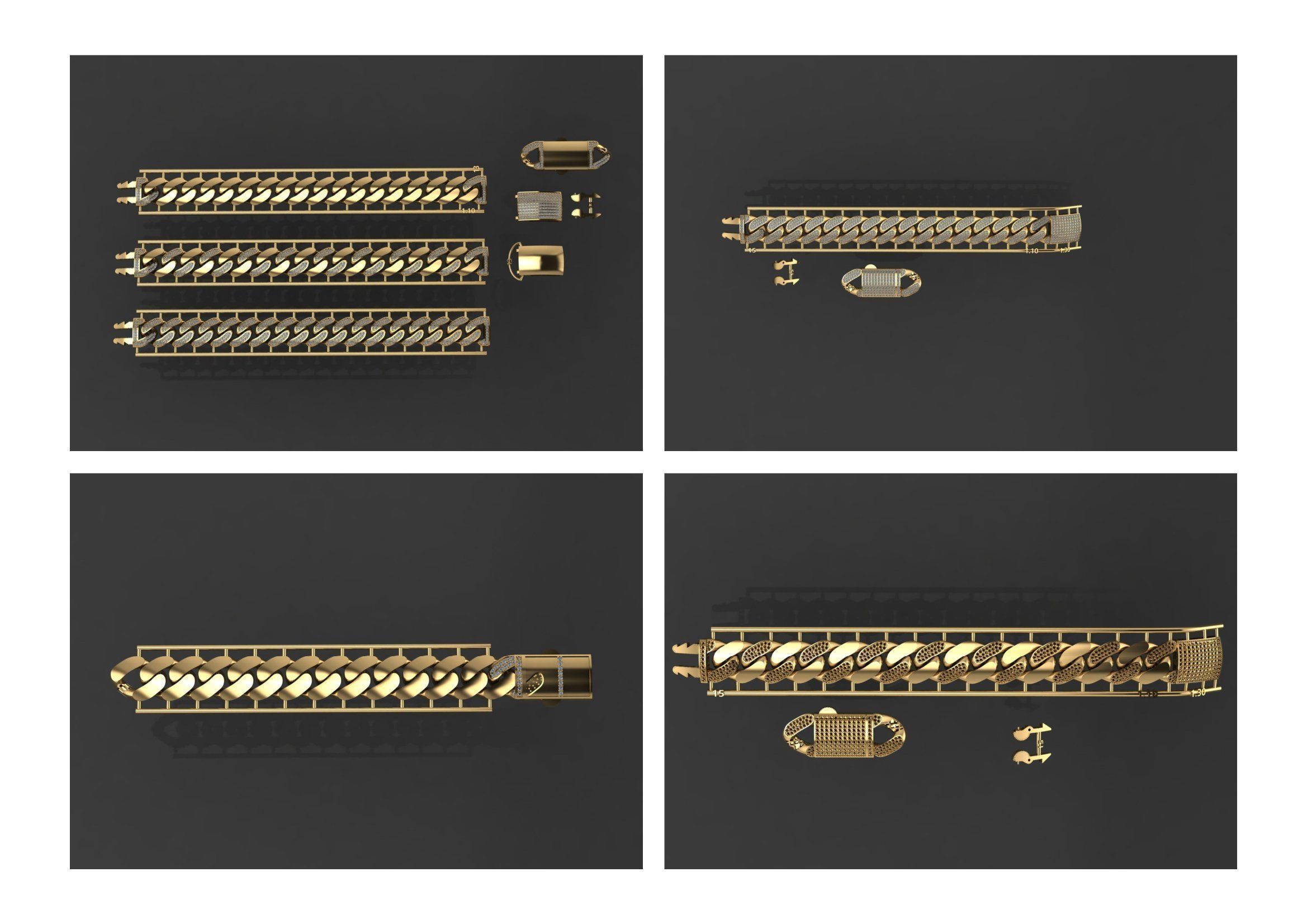 Cuban Link Chain BULK  PACK 140 3DM  3D print model_36