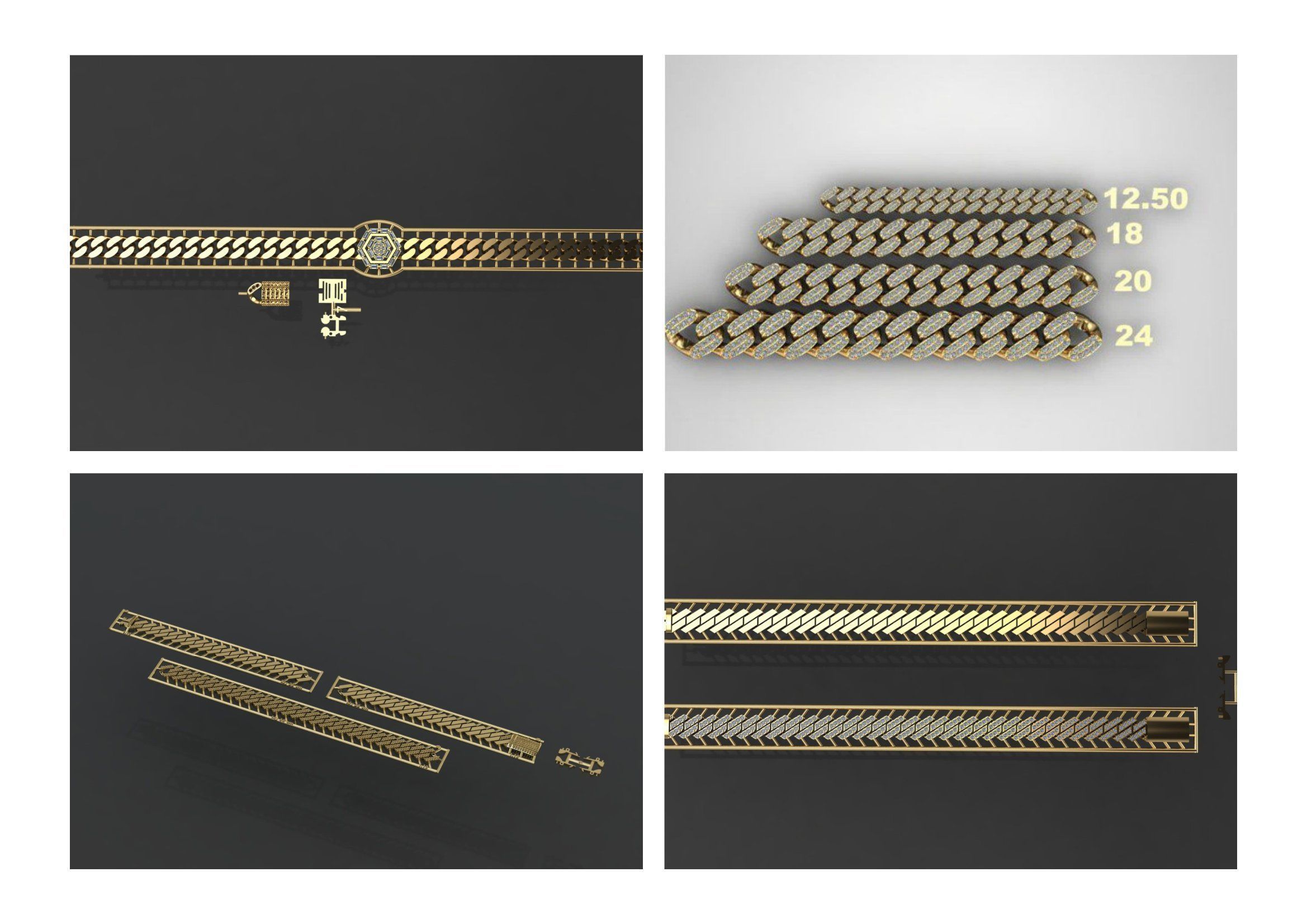 Cuban Link Chain BULK  PACK 140 3DM  3D print model_41