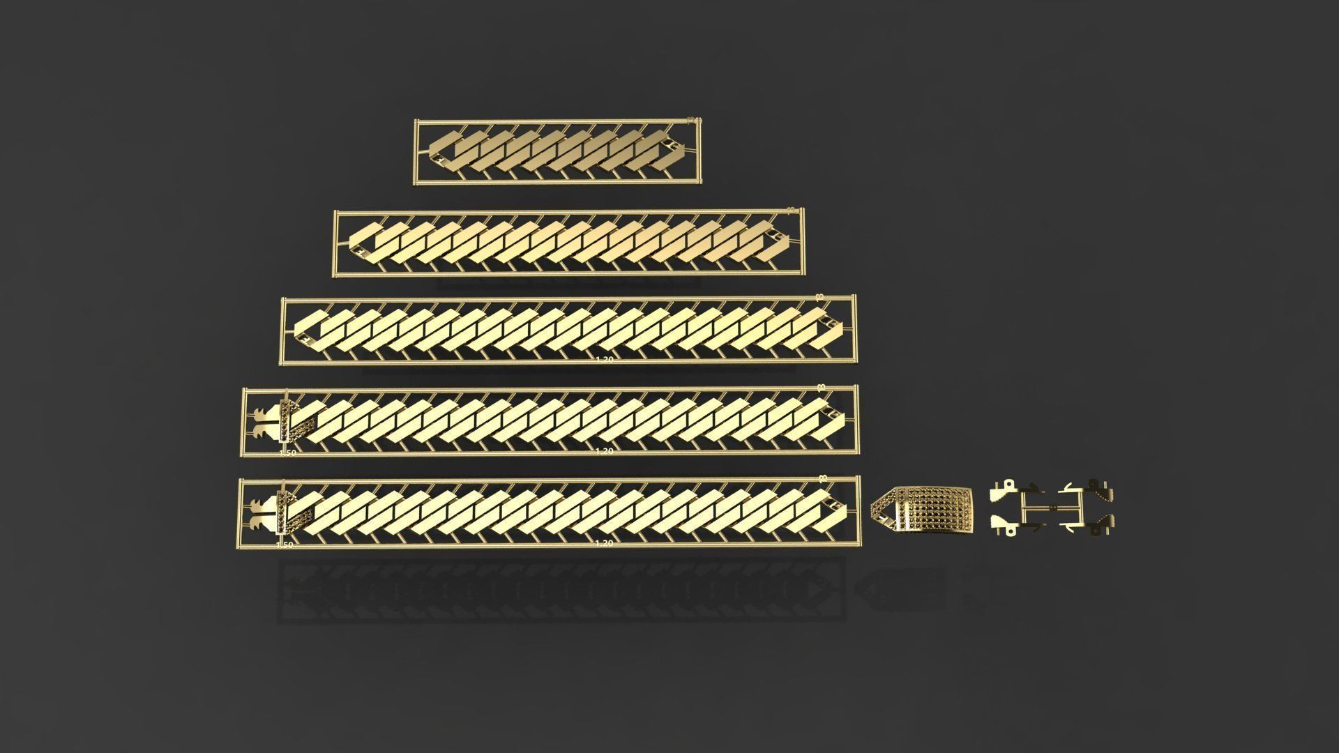 Cuban Link Chain BULK  PACK 140 3DM  3D print model_15