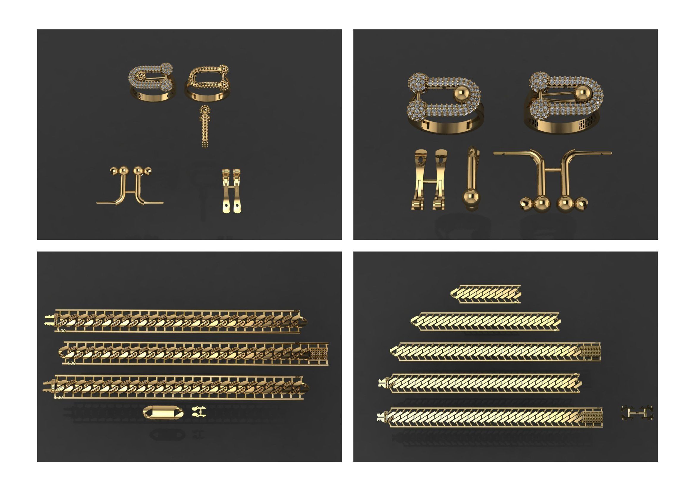 Cuban Link Chain BULK  PACK 140 3DM  3D print model_48