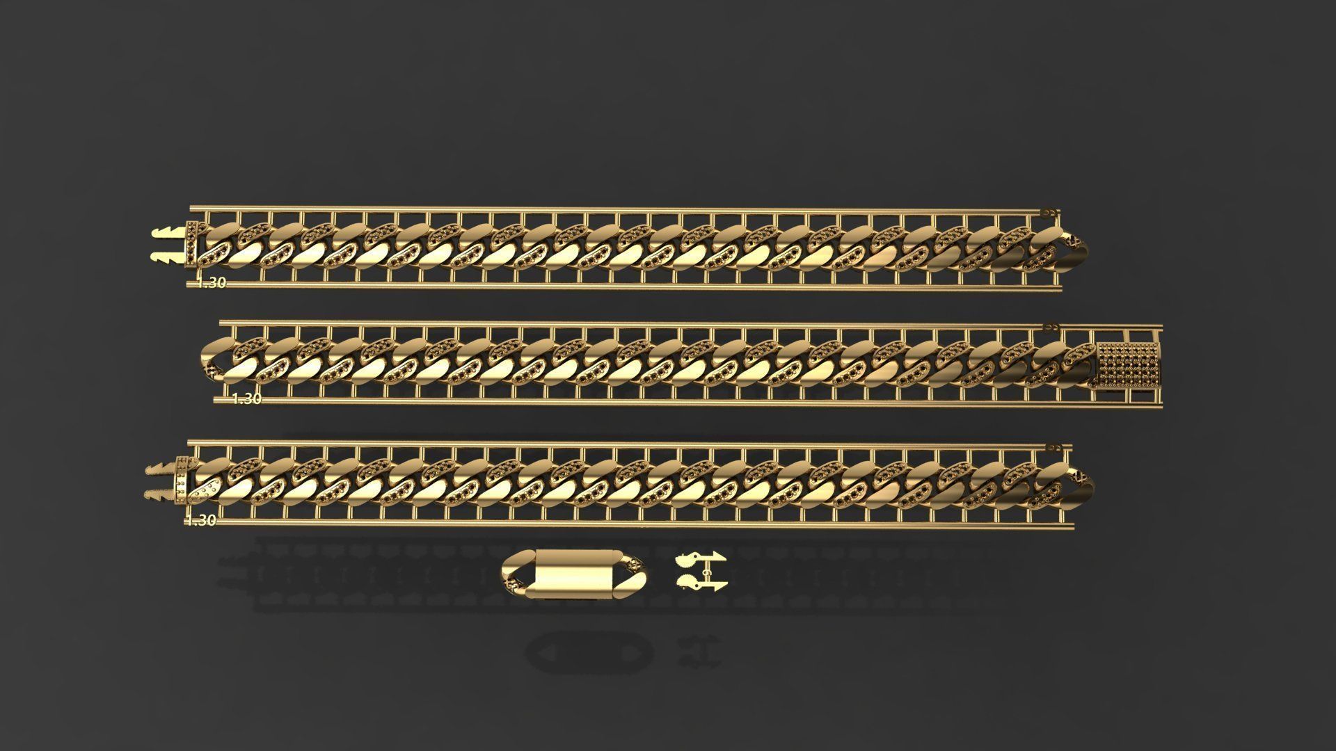 Cuban Link Chain BULK  PACK 140 3DM  3D print model_22
