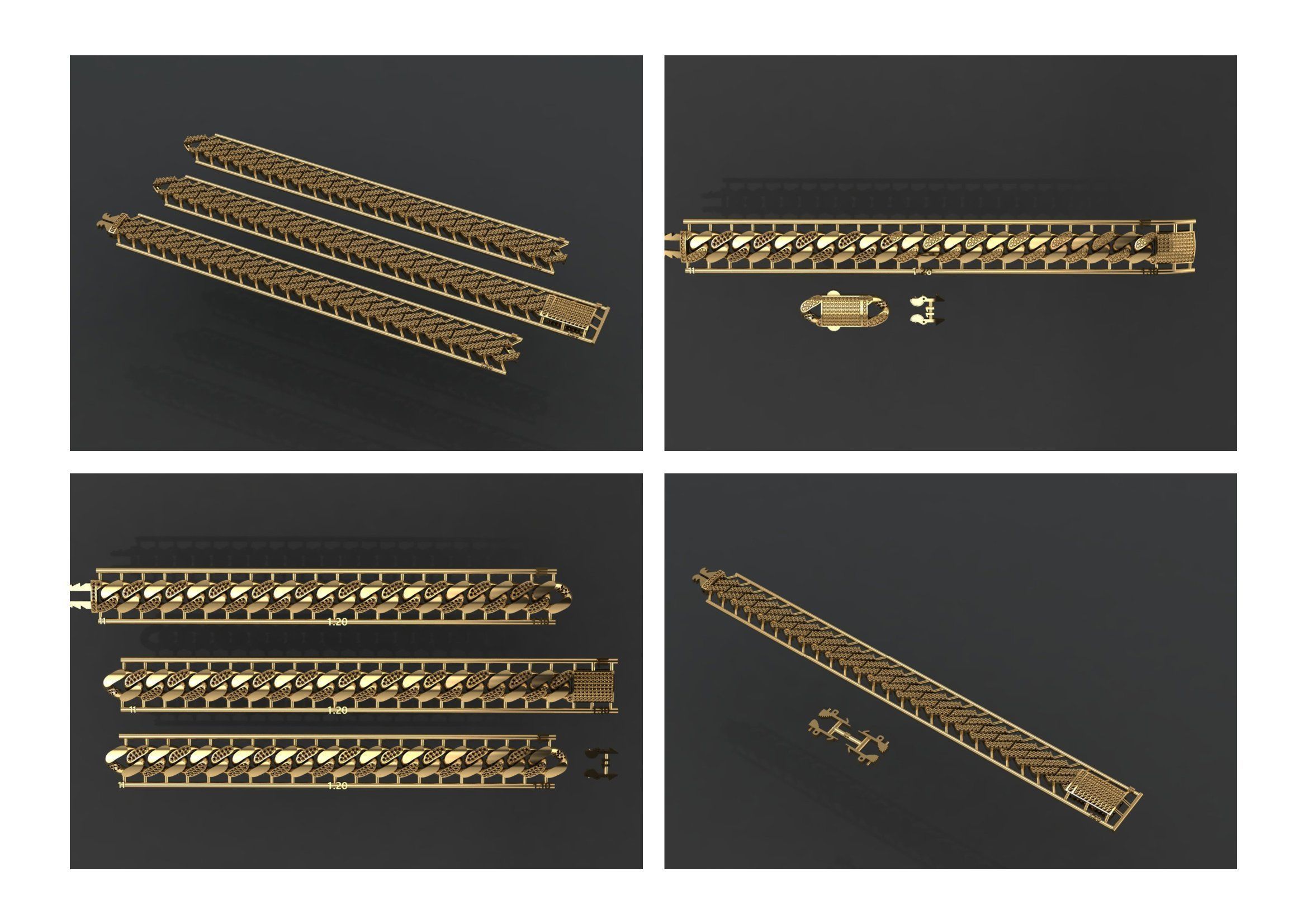 Cuban Link Chain BULK  PACK 140 3DM  3D print model_34