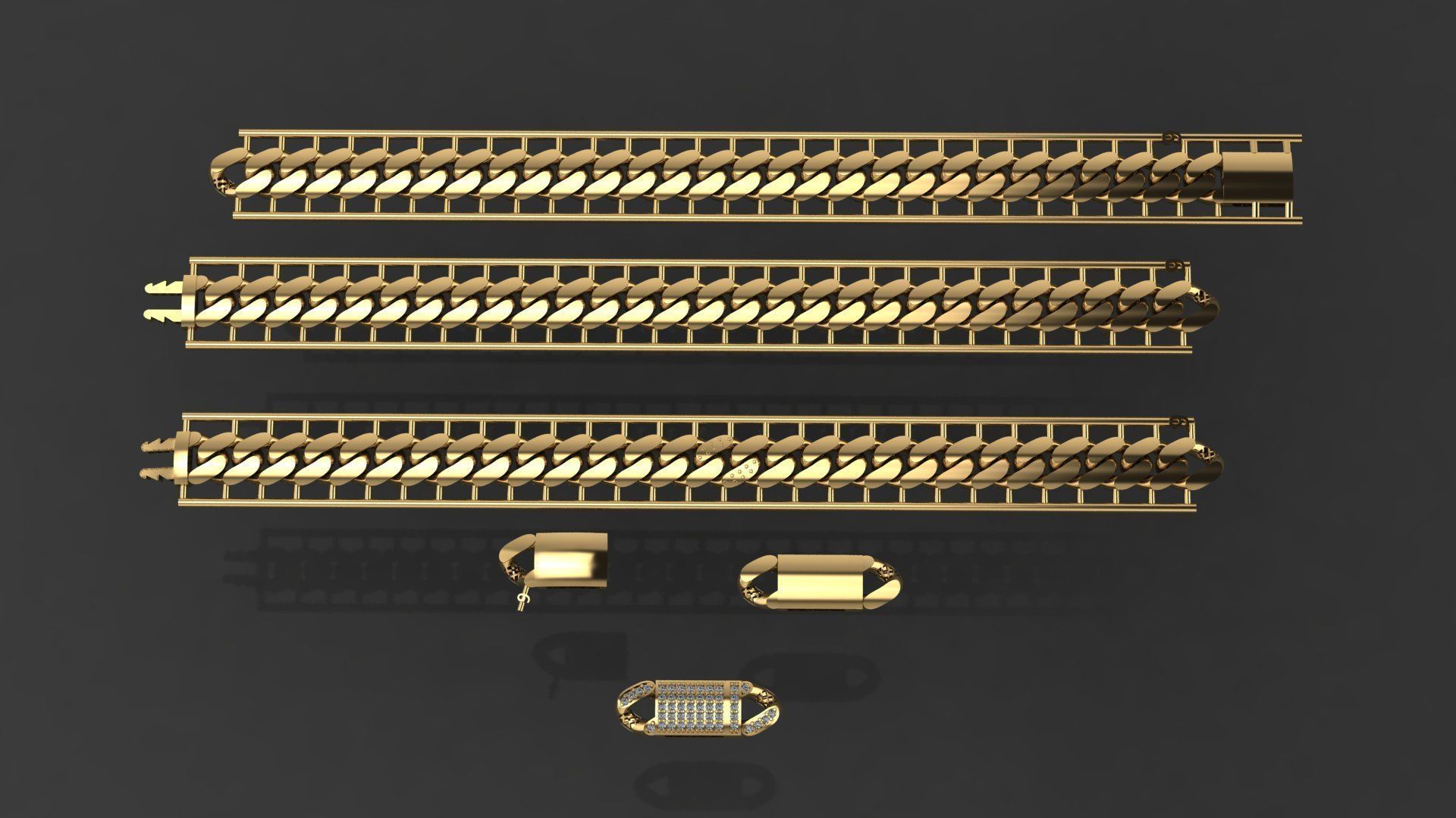 Cuban Link Chain BULK  PACK 140 3DM  3D print model_21