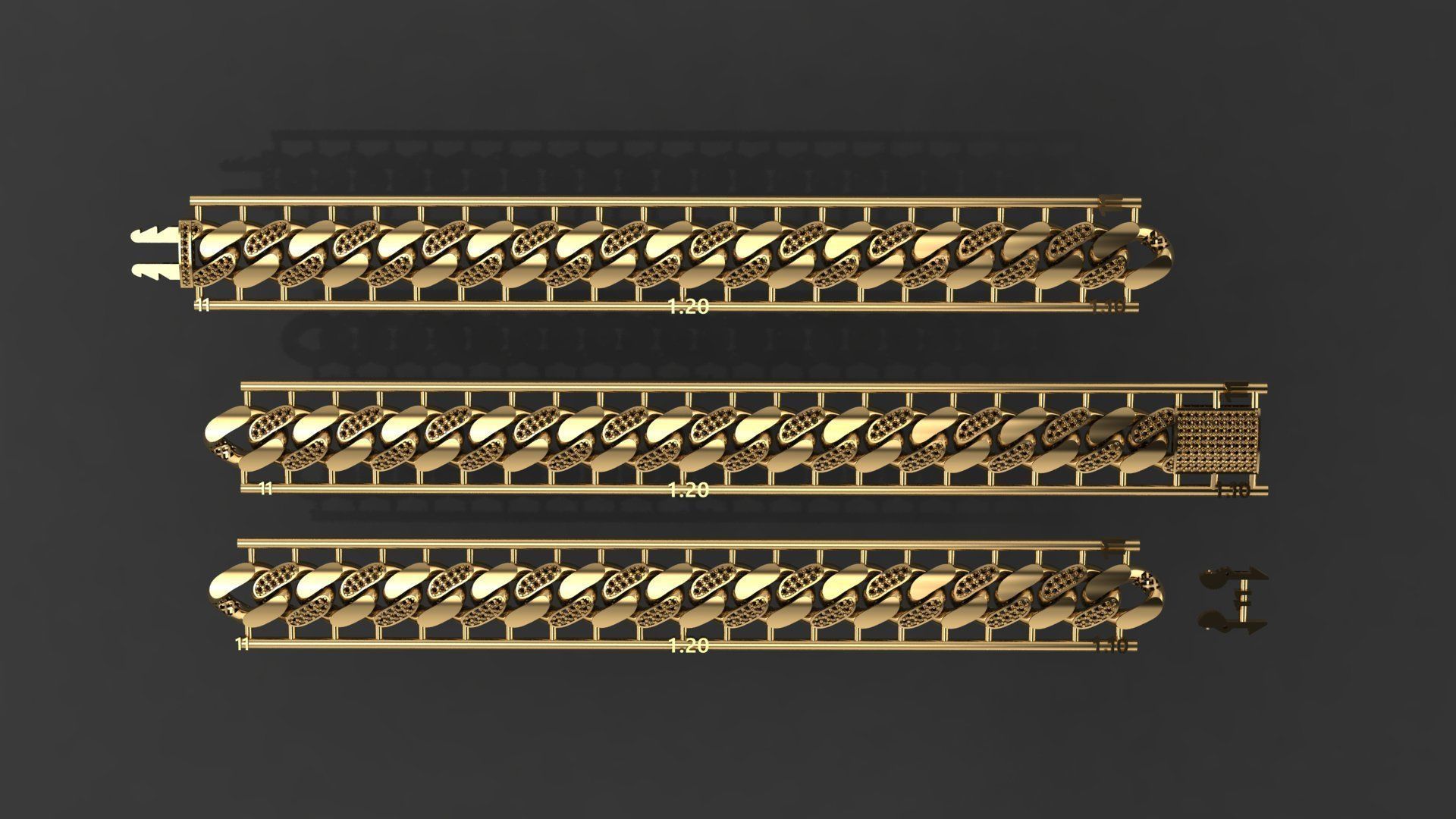 Cuban Link Chain BULK  PACK 140 3DM  3D print model_11