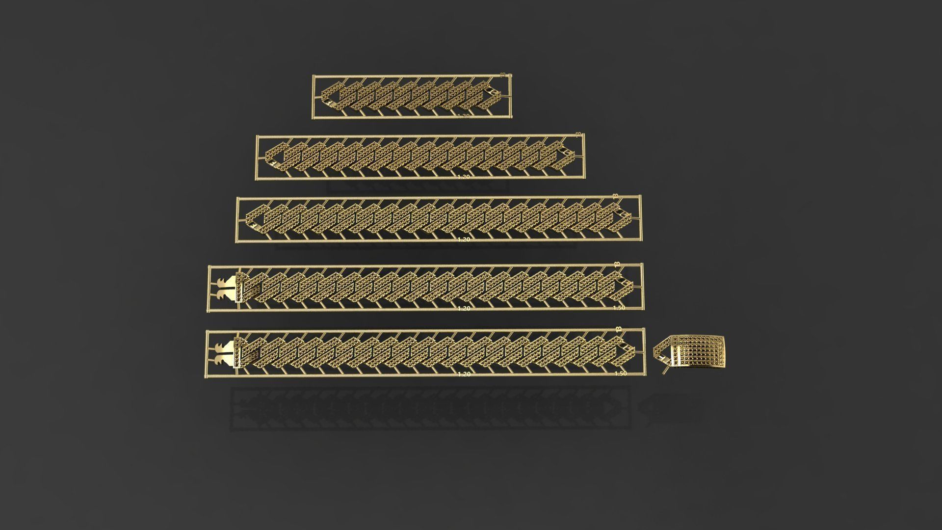 Cuban Link Chain BULK  PACK 140 3DM  3D print model_13