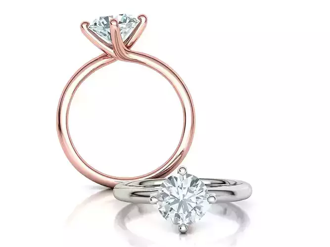 Four-Claw Compass Point Twist Engagement Solitaire Ring 3D print model