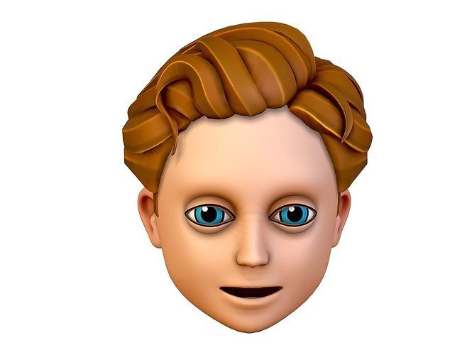 Short Hairstyle Cartoon Young Man Boy Head Icon 3D model