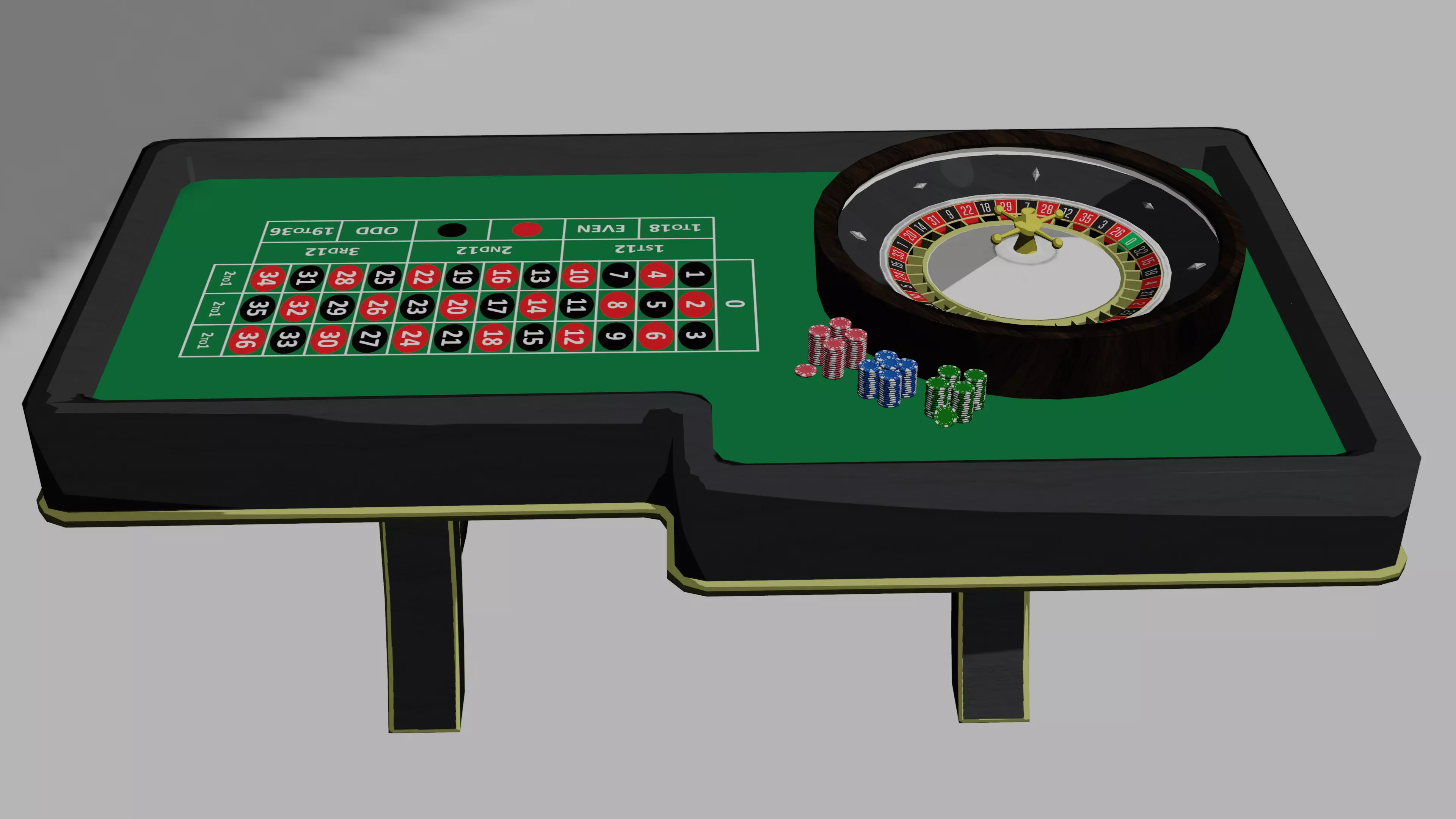 Roulette game Low-poly 3D model