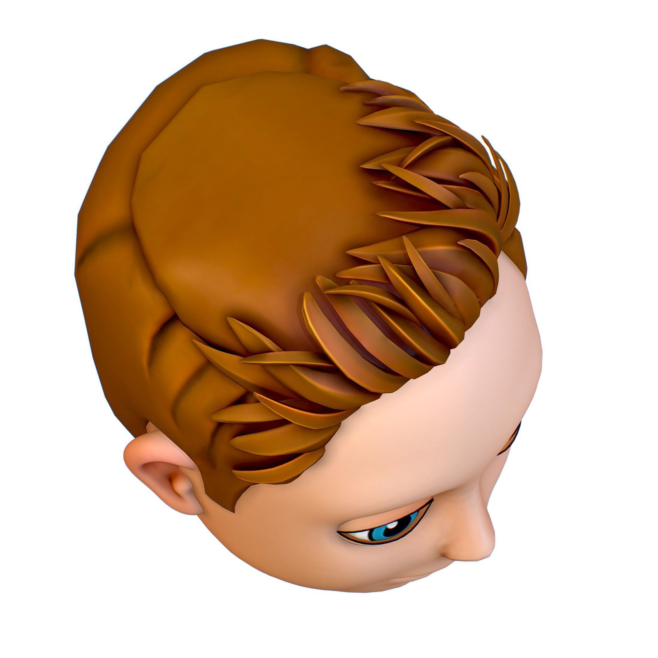 Short Hairstyle Cartoon Young Man Boy Head Icon 3D model_12