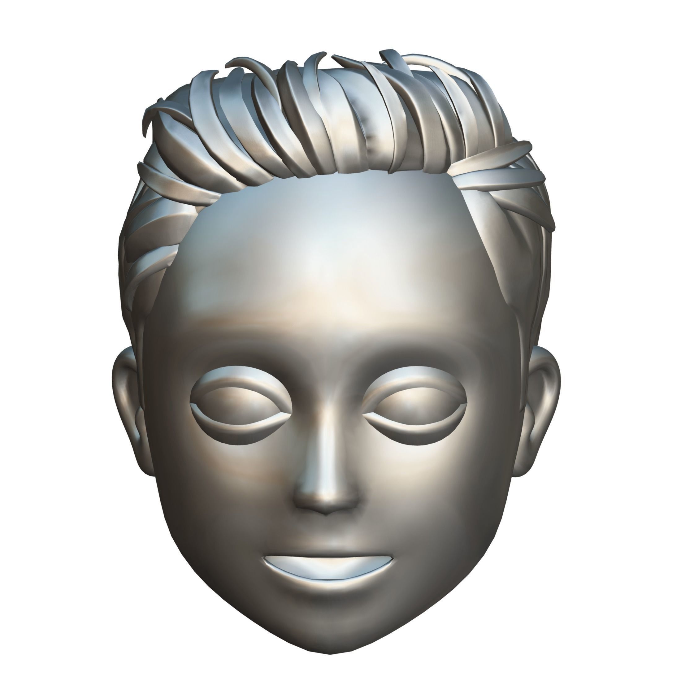 Short Hairstyle Cartoon Young Man Boy Head Icon 3D model_17