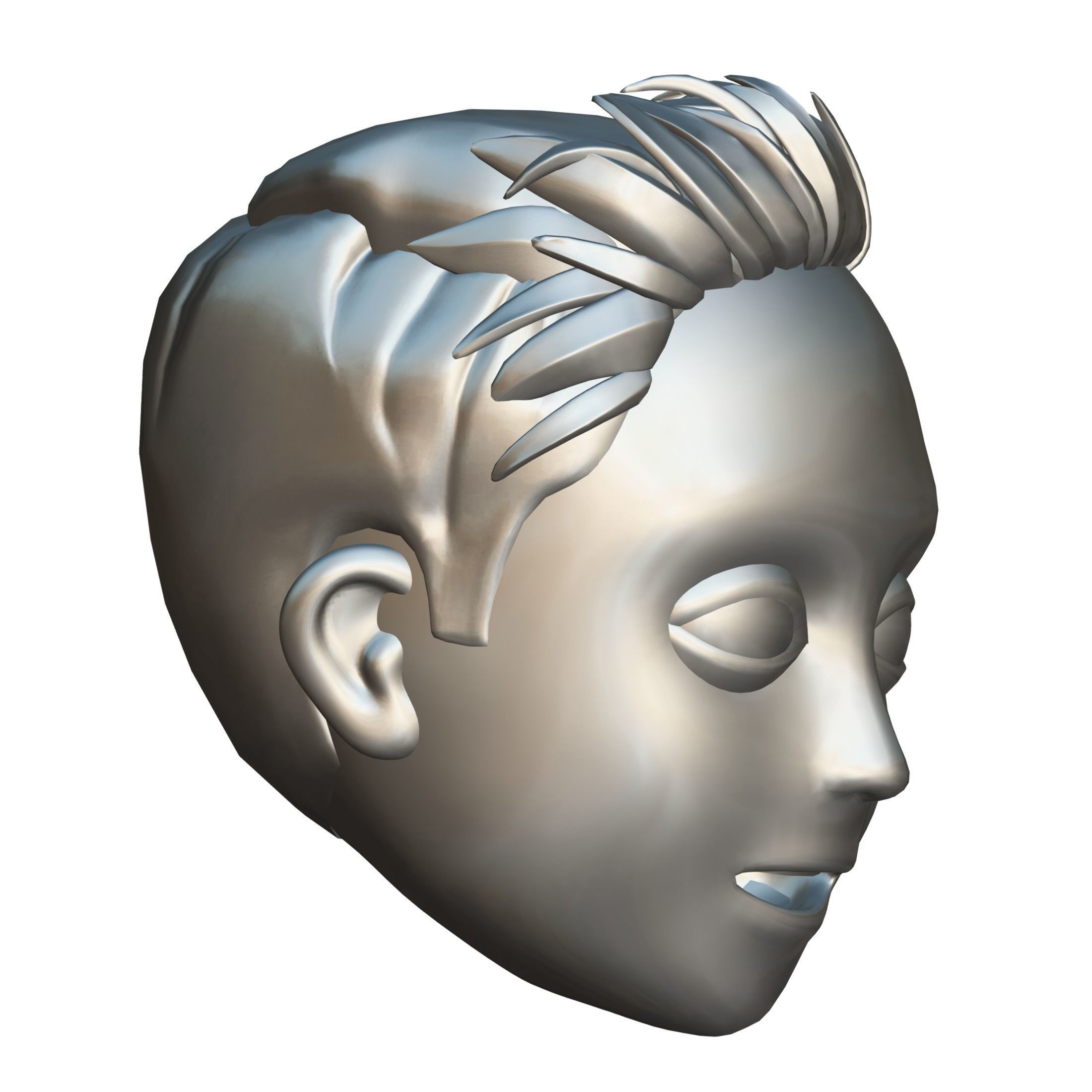 Short Hairstyle Cartoon Young Man Boy Head Icon 3D model_18