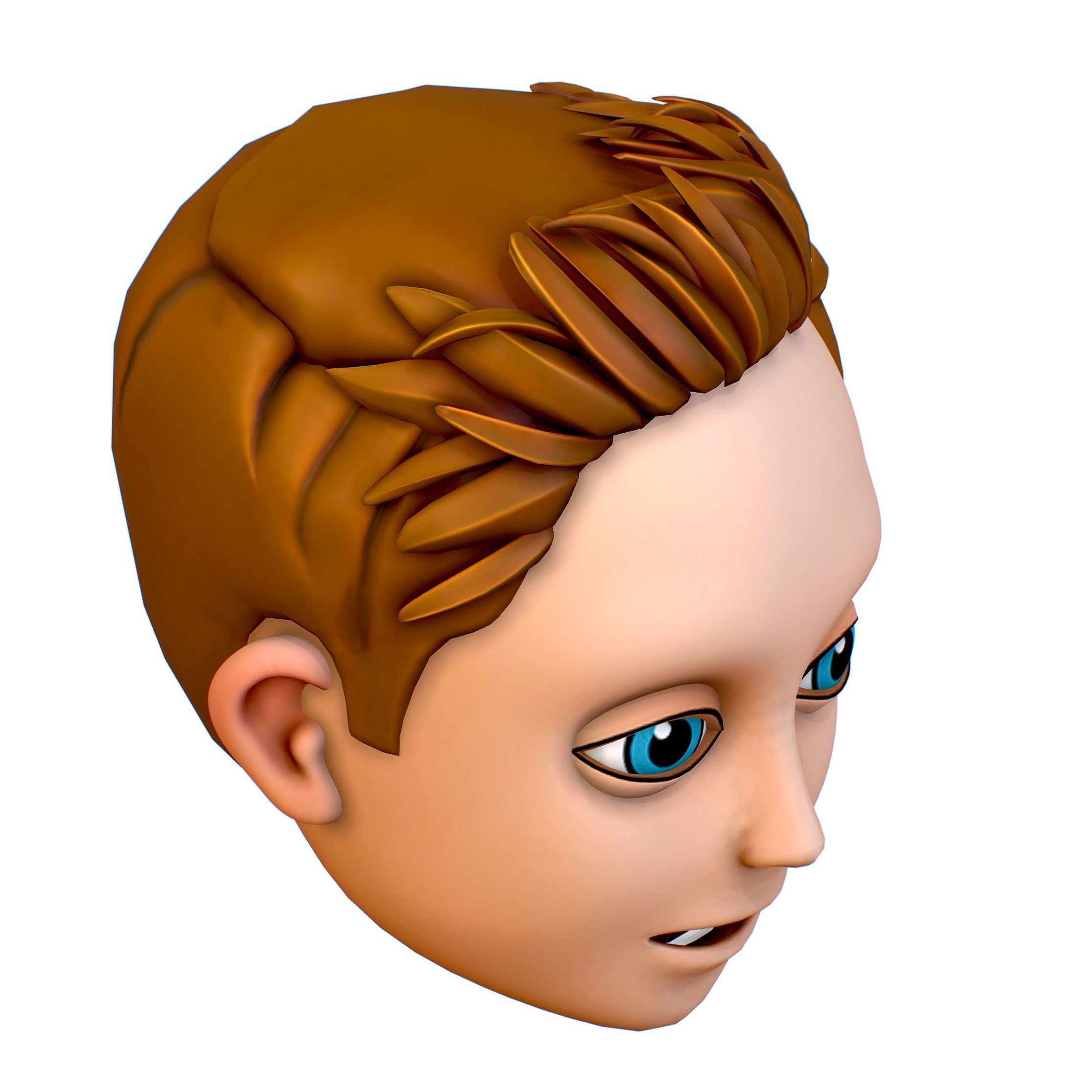 Short Hairstyle Cartoon Young Man Boy Head Icon 3D model_11