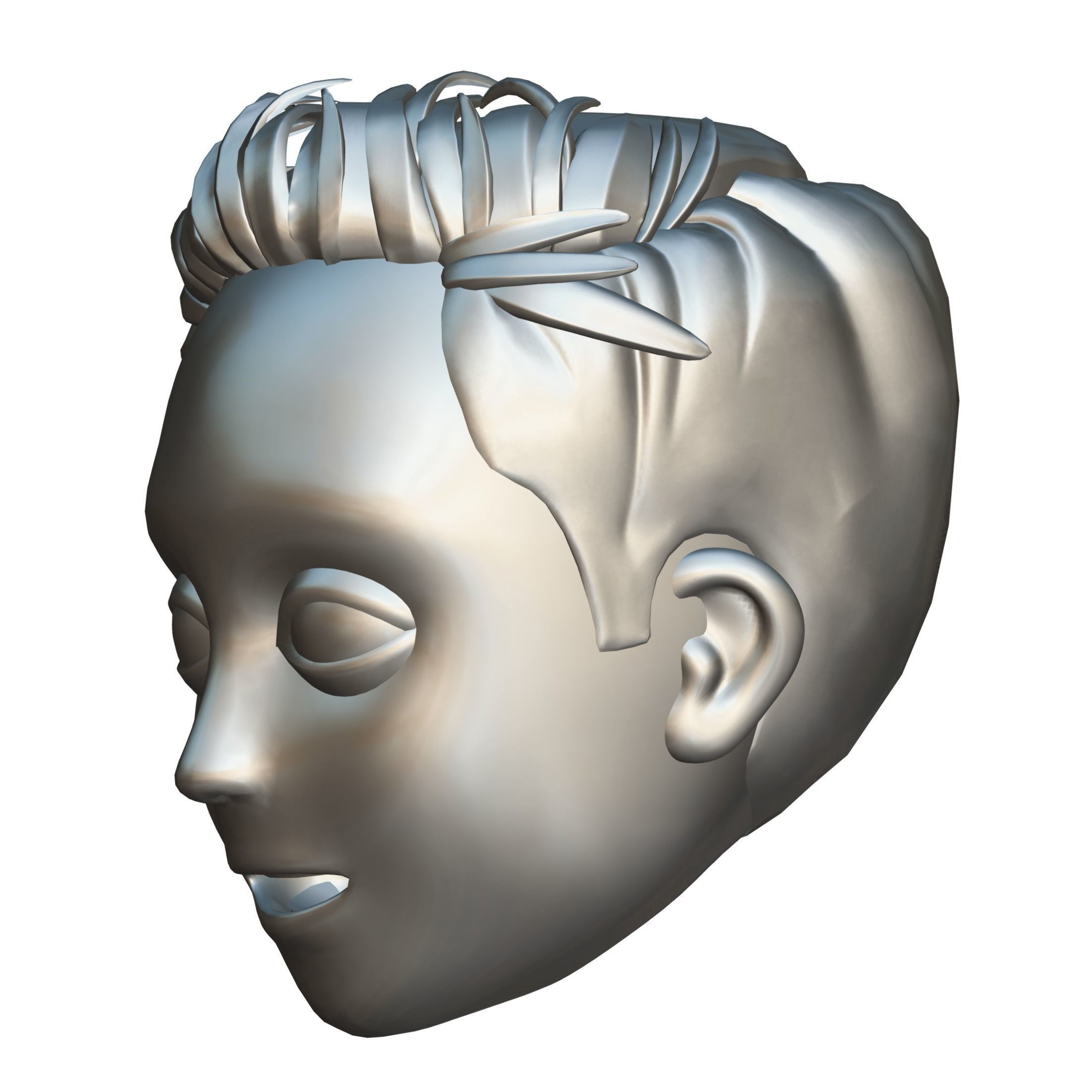 Short Hairstyle Cartoon Young Man Boy Head Icon 3D model_19