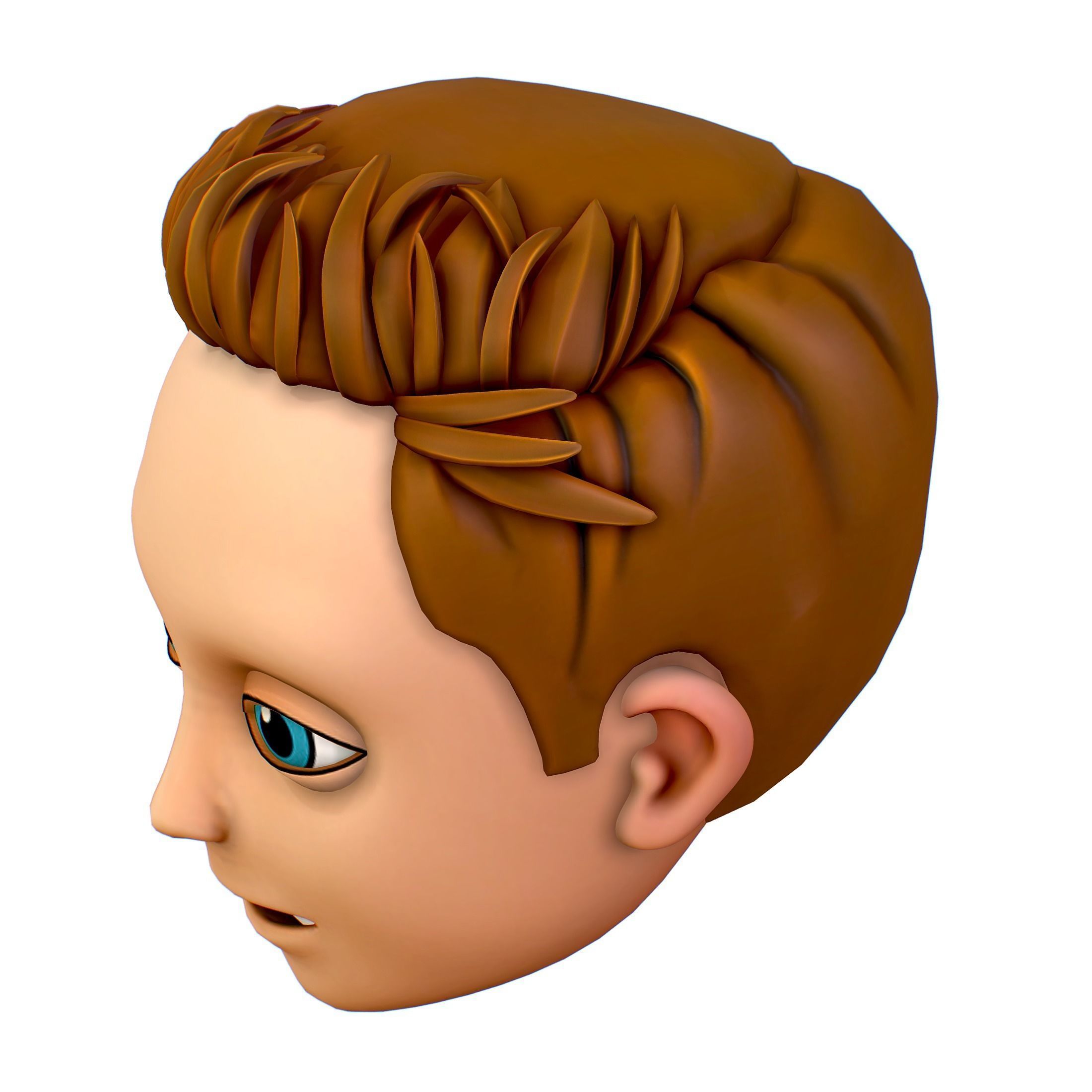Short Hairstyle Cartoon Young Man Boy Head Icon 3D model_4