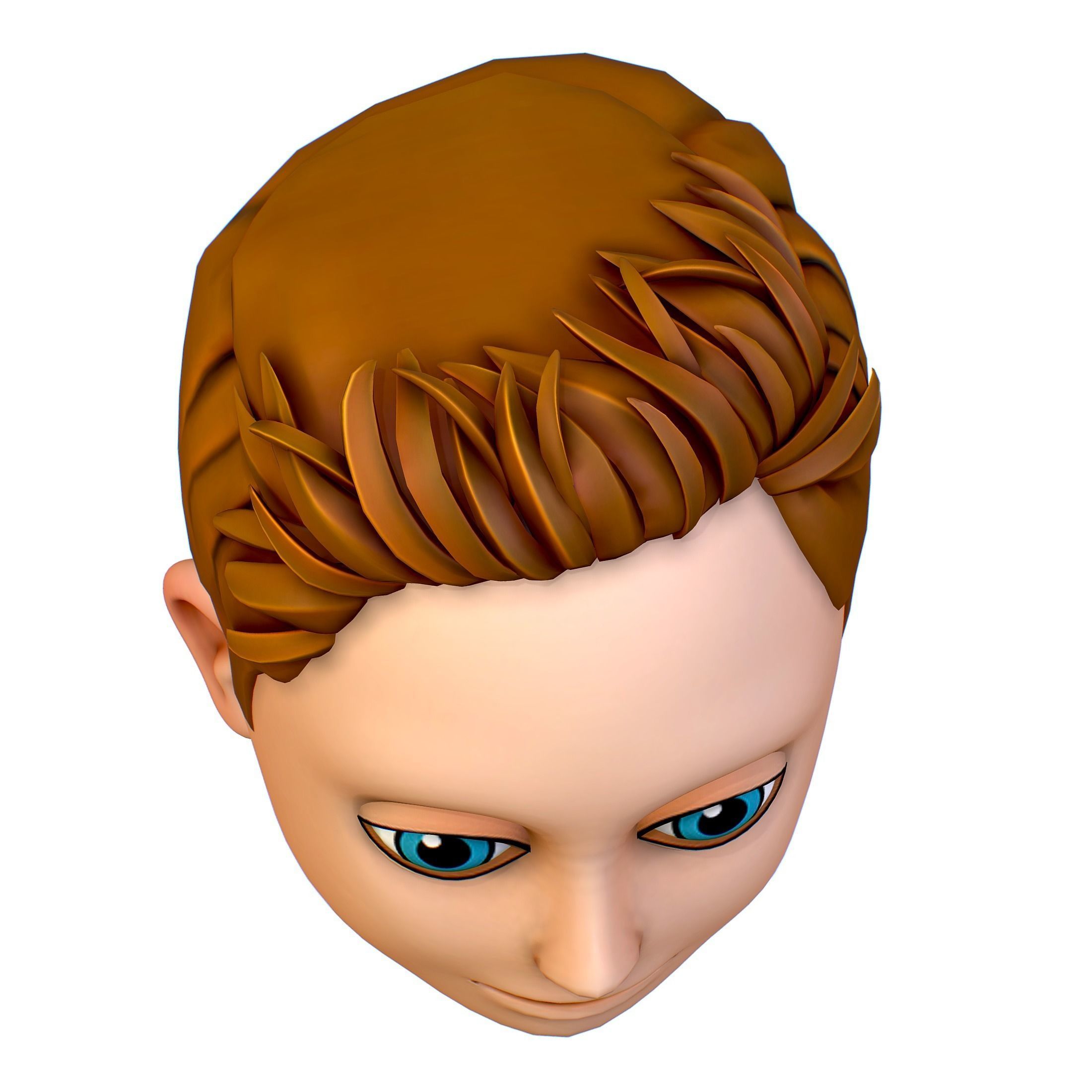 Short Hairstyle Cartoon Young Man Boy Head Icon 3D model_6