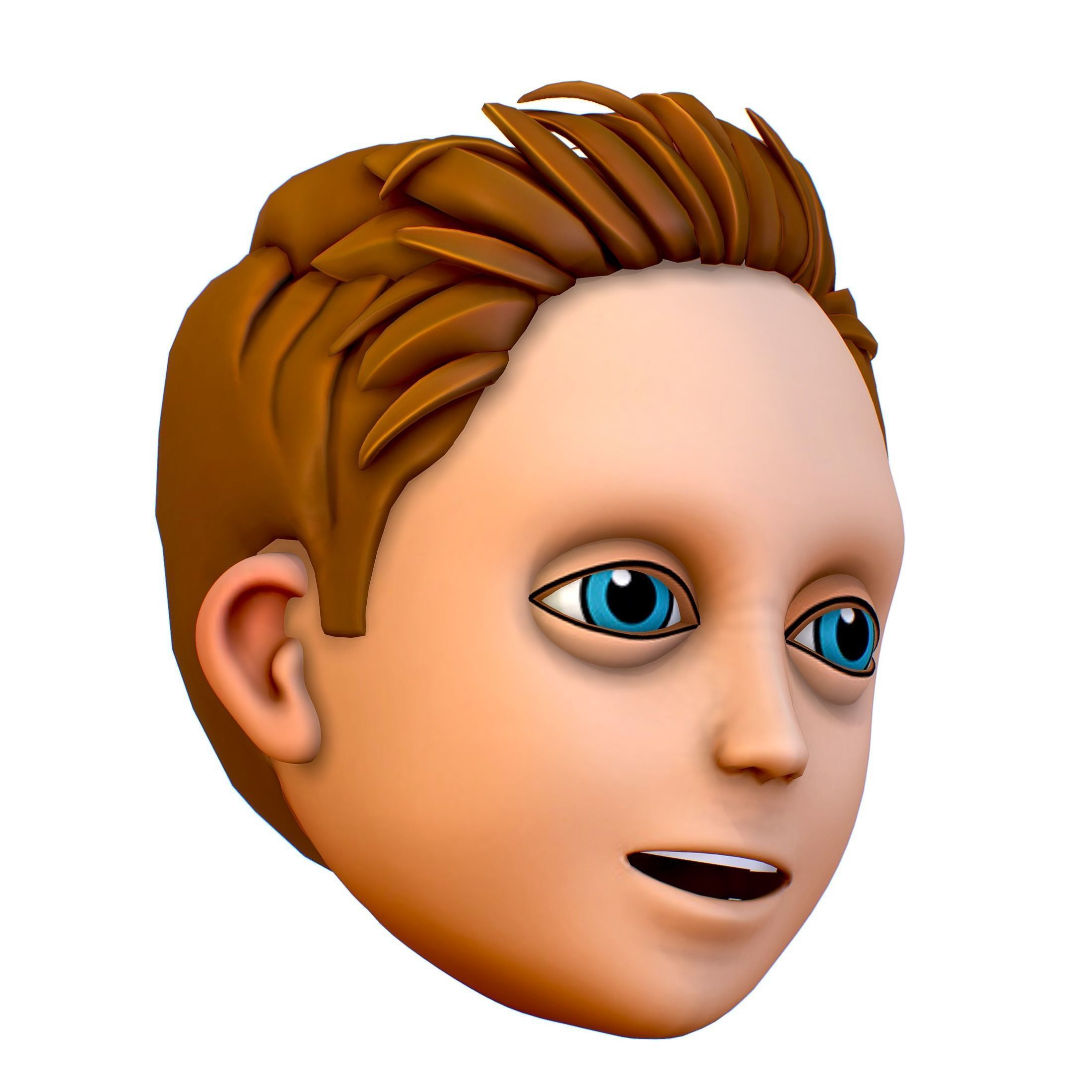 Short Hairstyle Cartoon Young Man Boy Head Icon 3D model_8