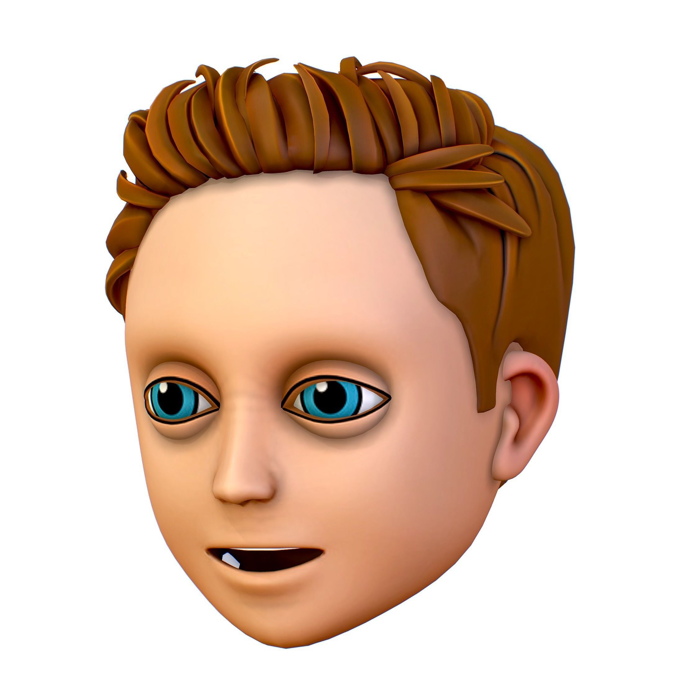 Short Hairstyle Cartoon Young Man Boy Head Icon 3D model_1