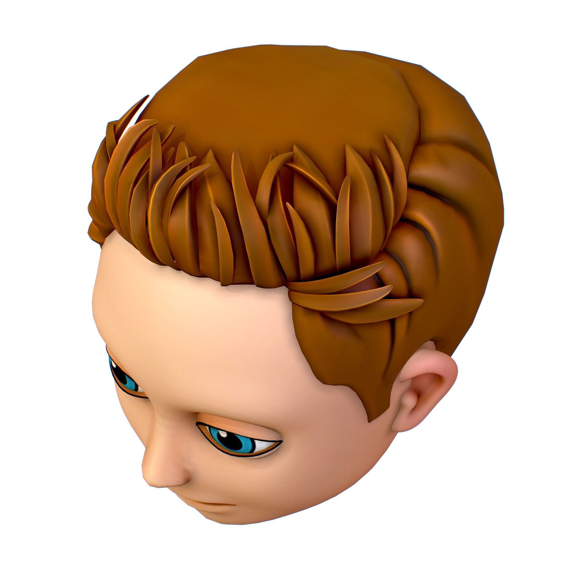 Short Hairstyle Cartoon Young Man Boy Head Icon 3D model_5