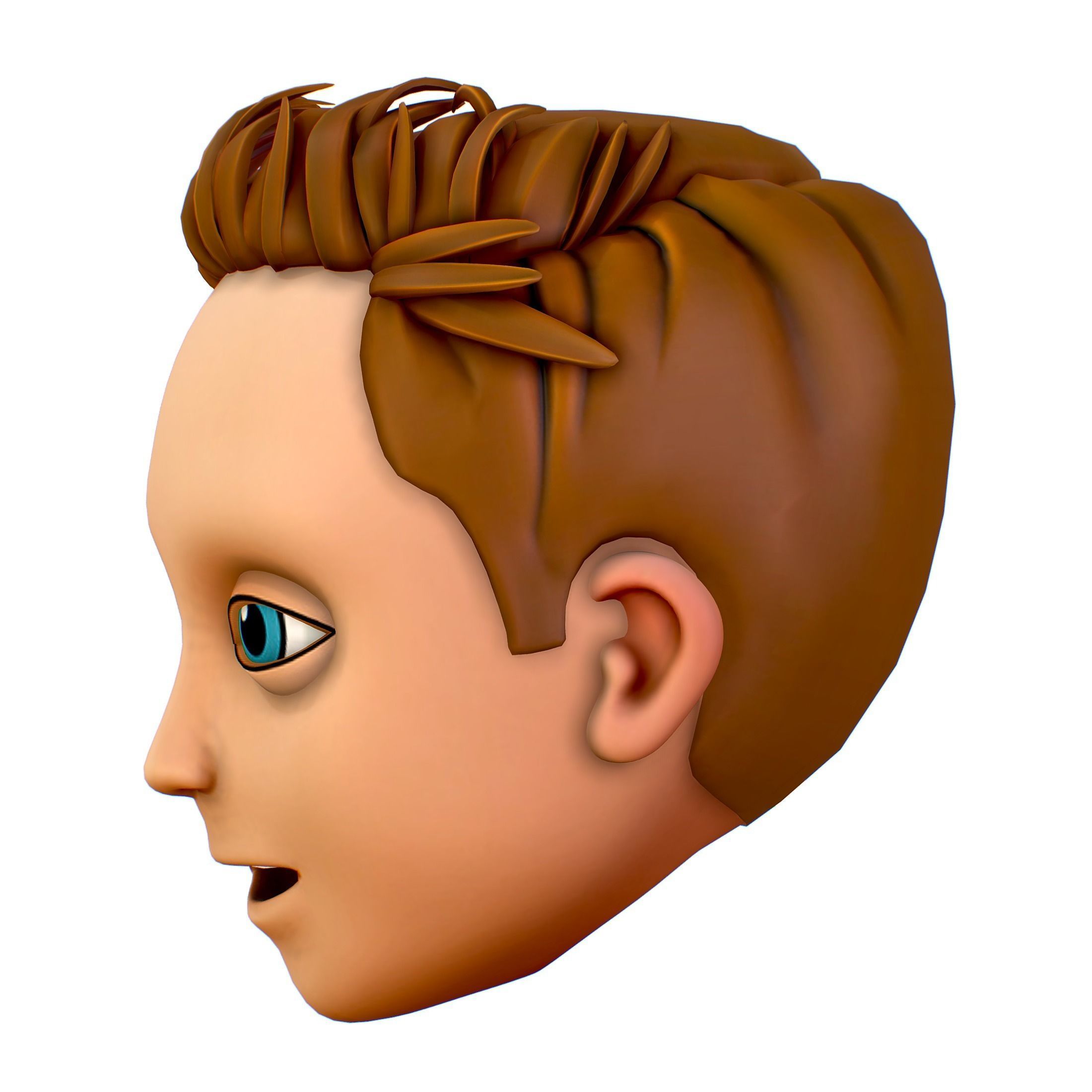 Short Hairstyle Cartoon Young Man Boy Head Icon 3D model_3