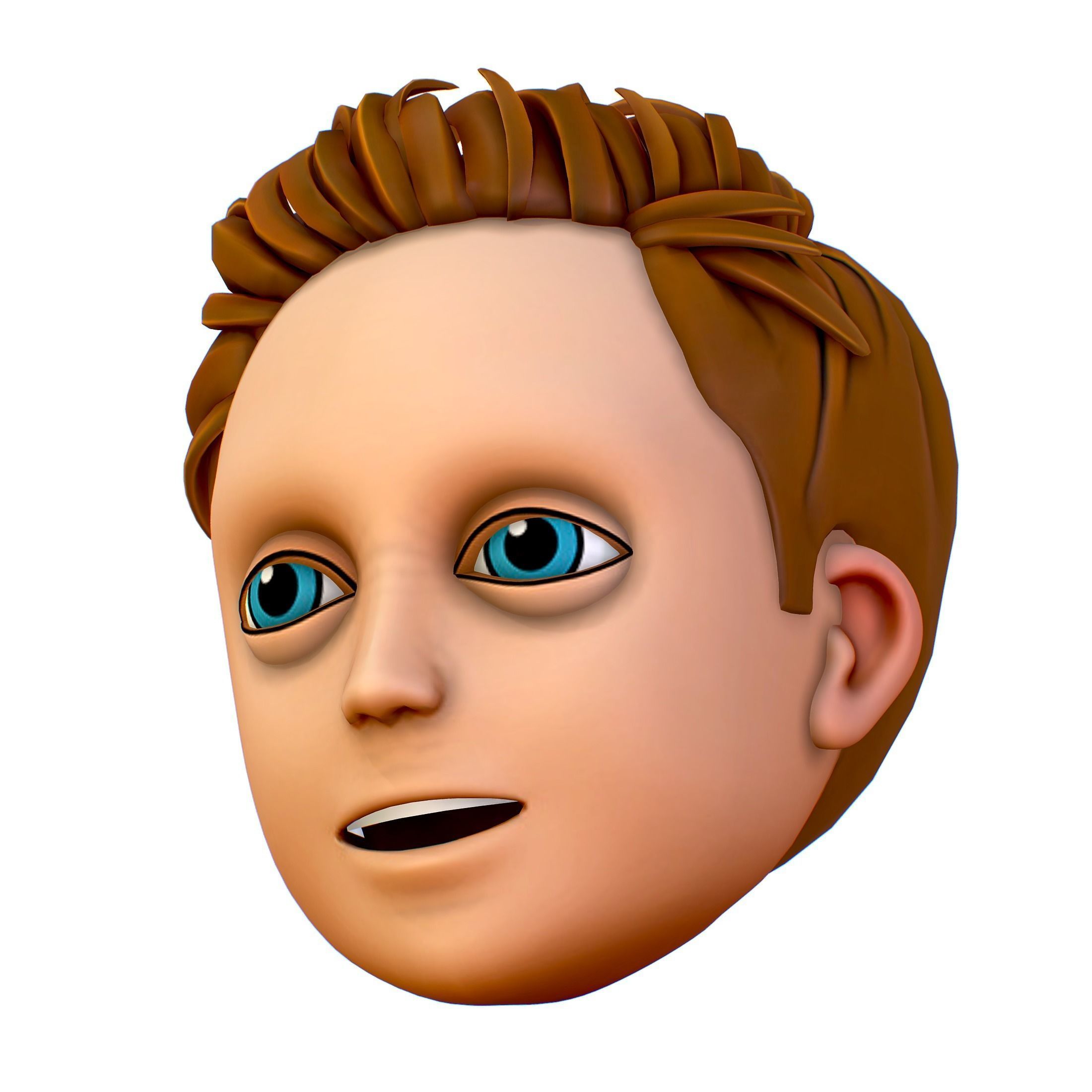 Short Hairstyle Cartoon Young Man Boy Head Icon 3D model_10