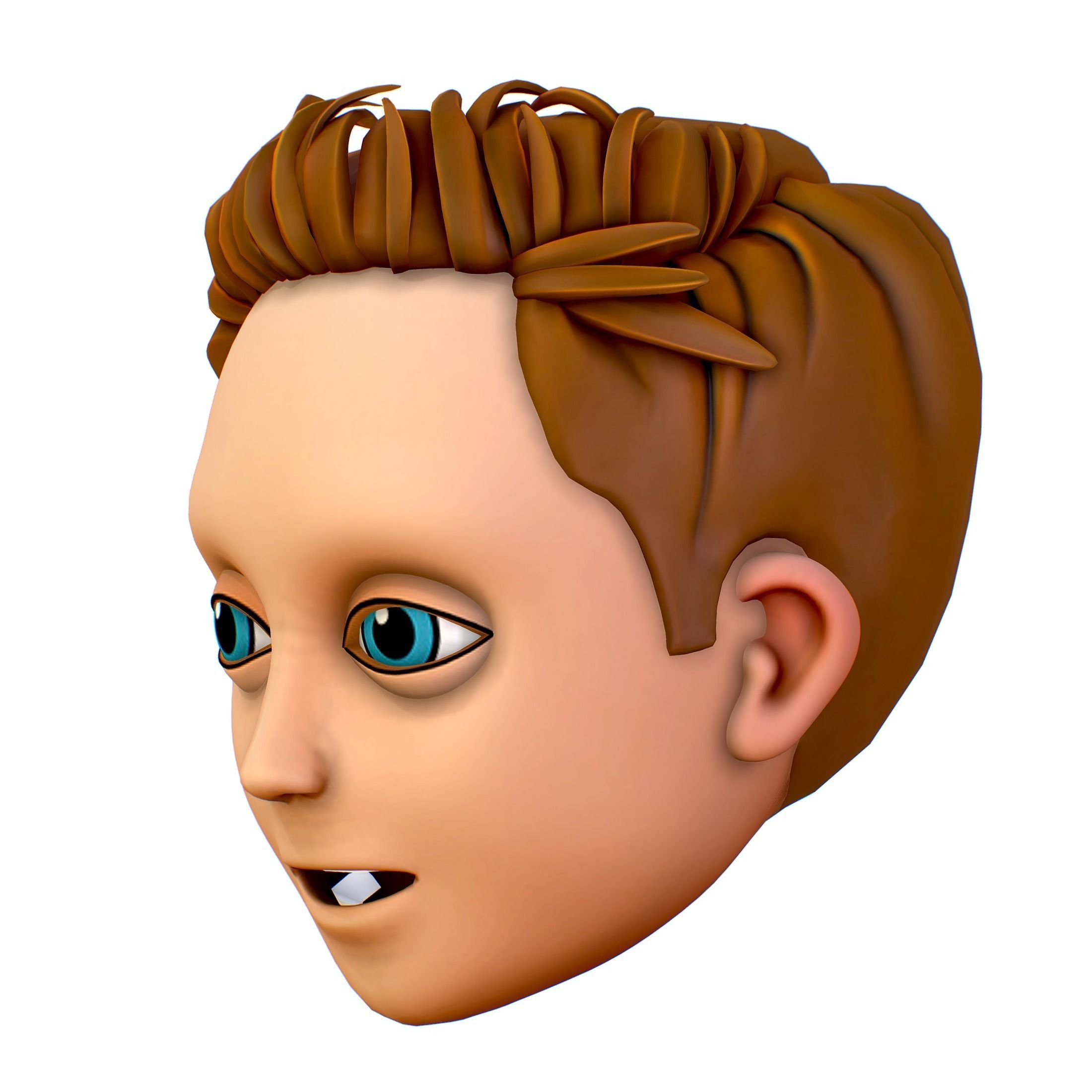 Short Hairstyle Cartoon Young Man Boy Head Icon 3D model_2