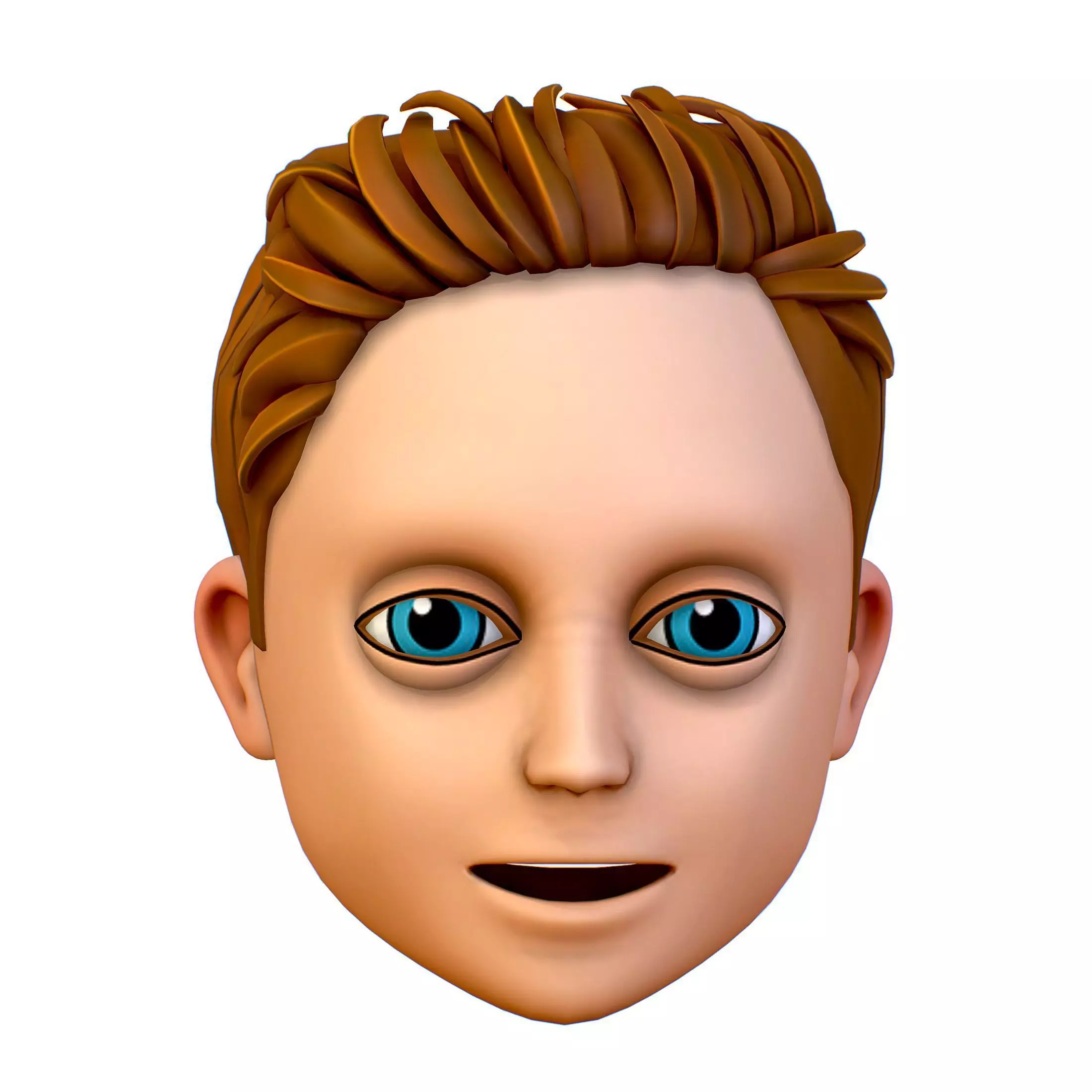 Short Hairstyle Cartoon Young Man Boy Head Icon 3D model_0