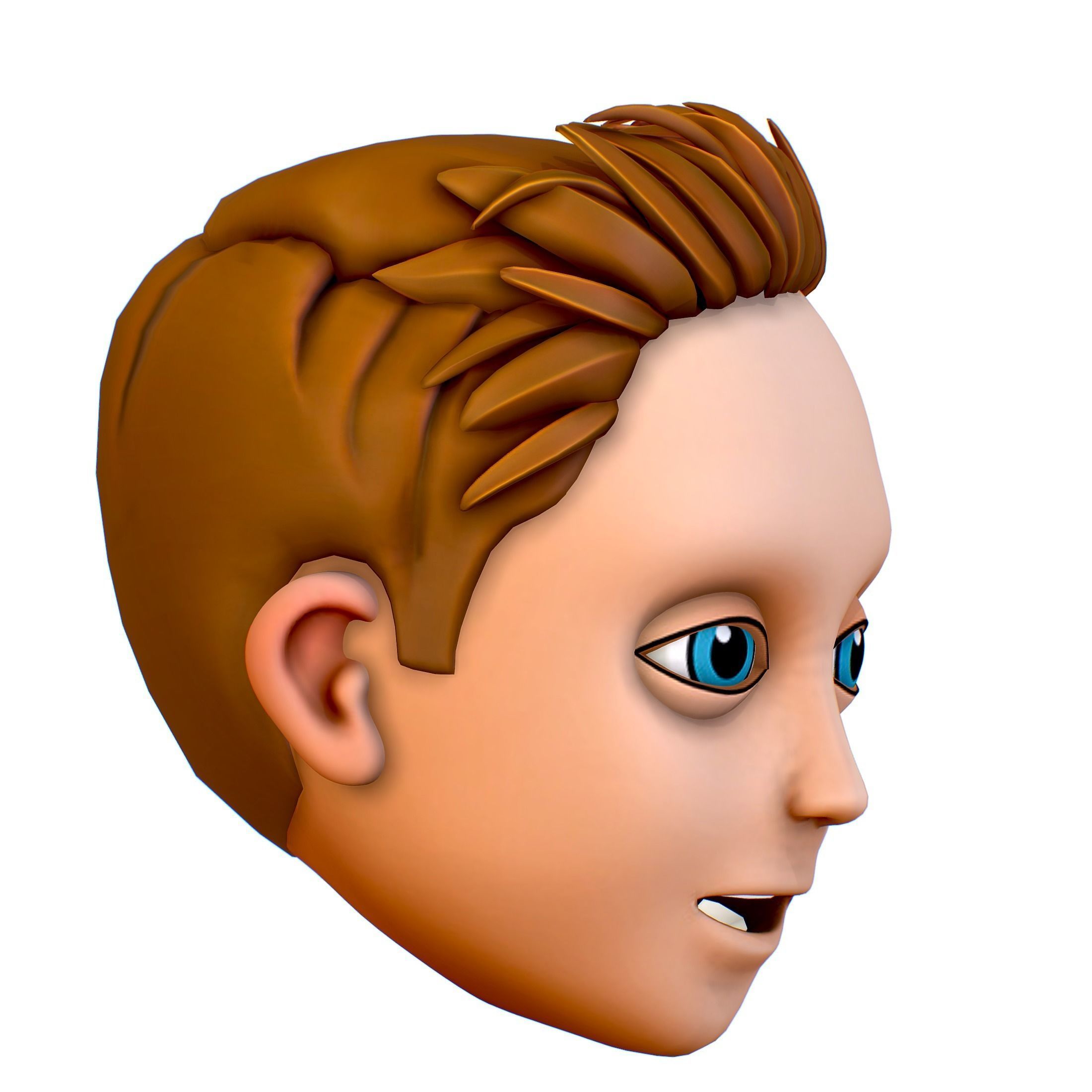 Short Hairstyle Cartoon Young Man Boy Head Icon 3D model_7