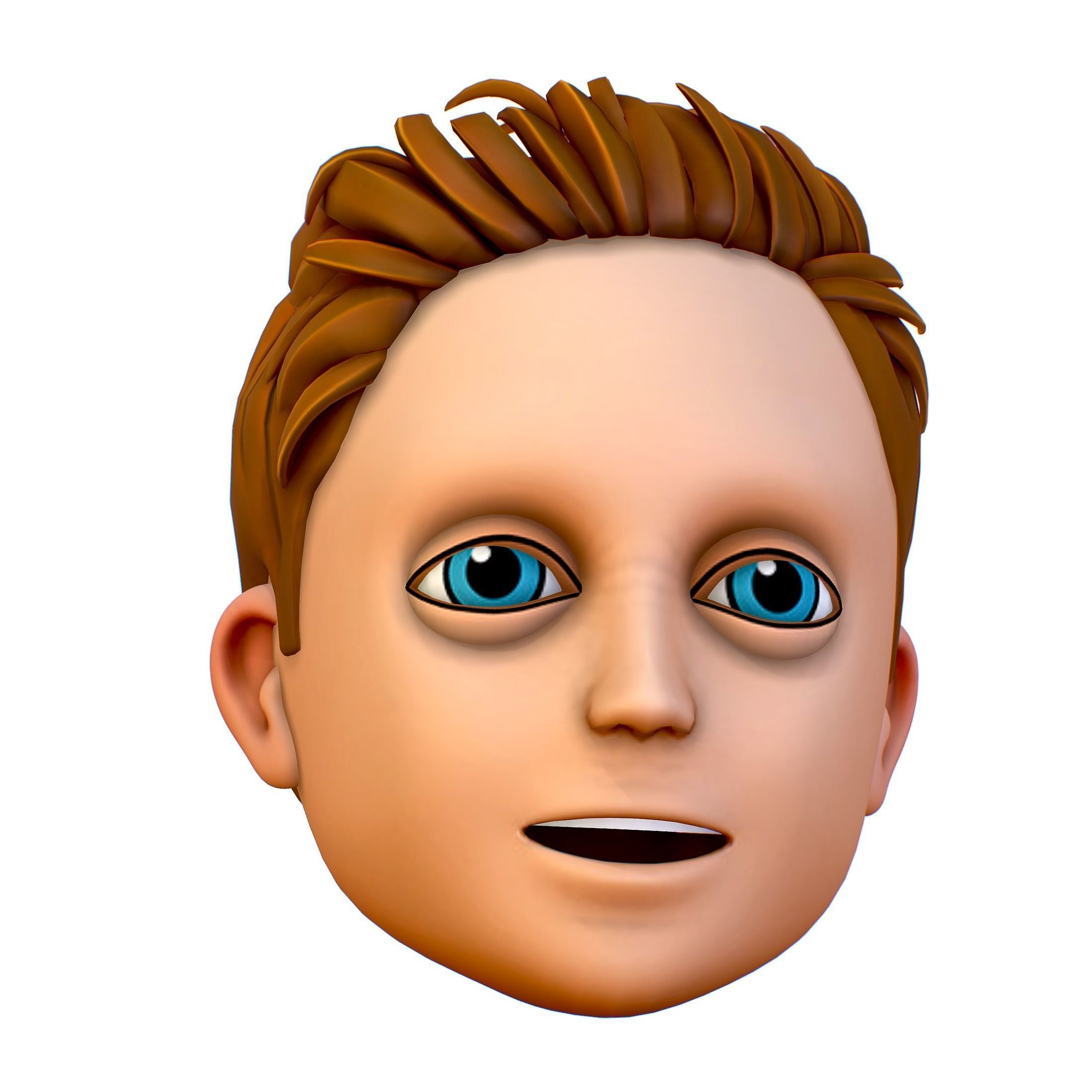 Short Hairstyle Cartoon Young Man Boy Head Icon 3D model_9